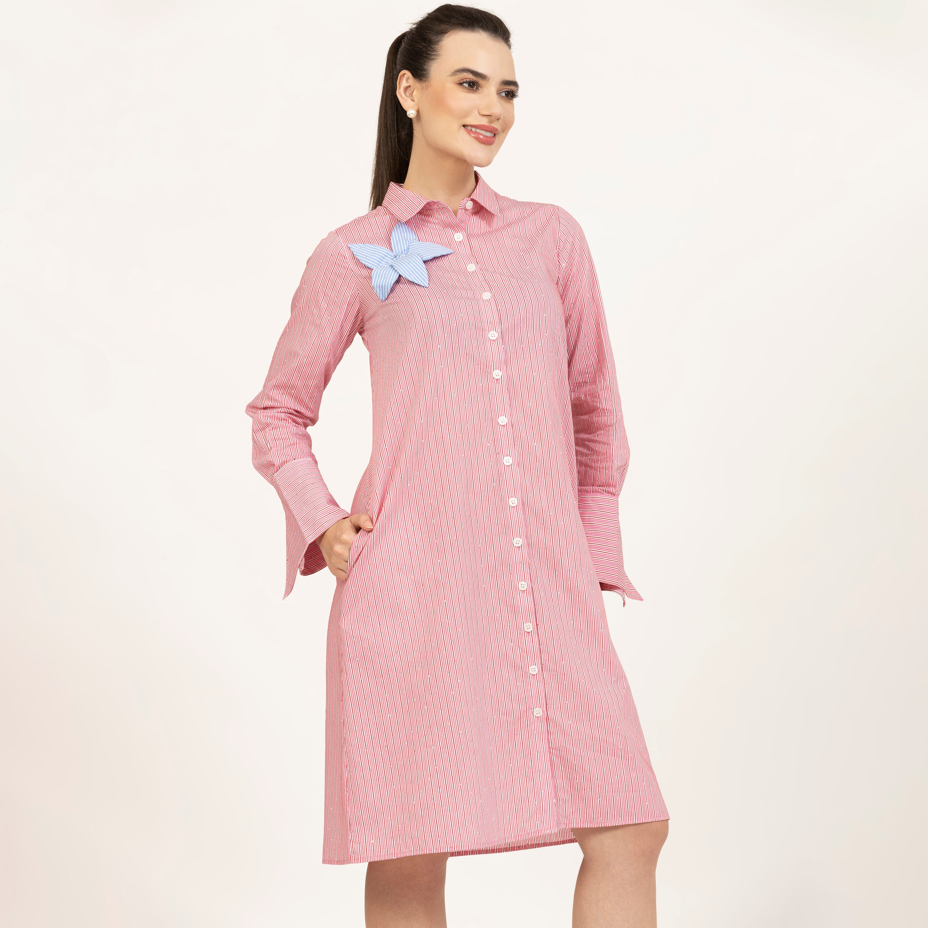 Buy Pink Striped Tunic for Women-2
