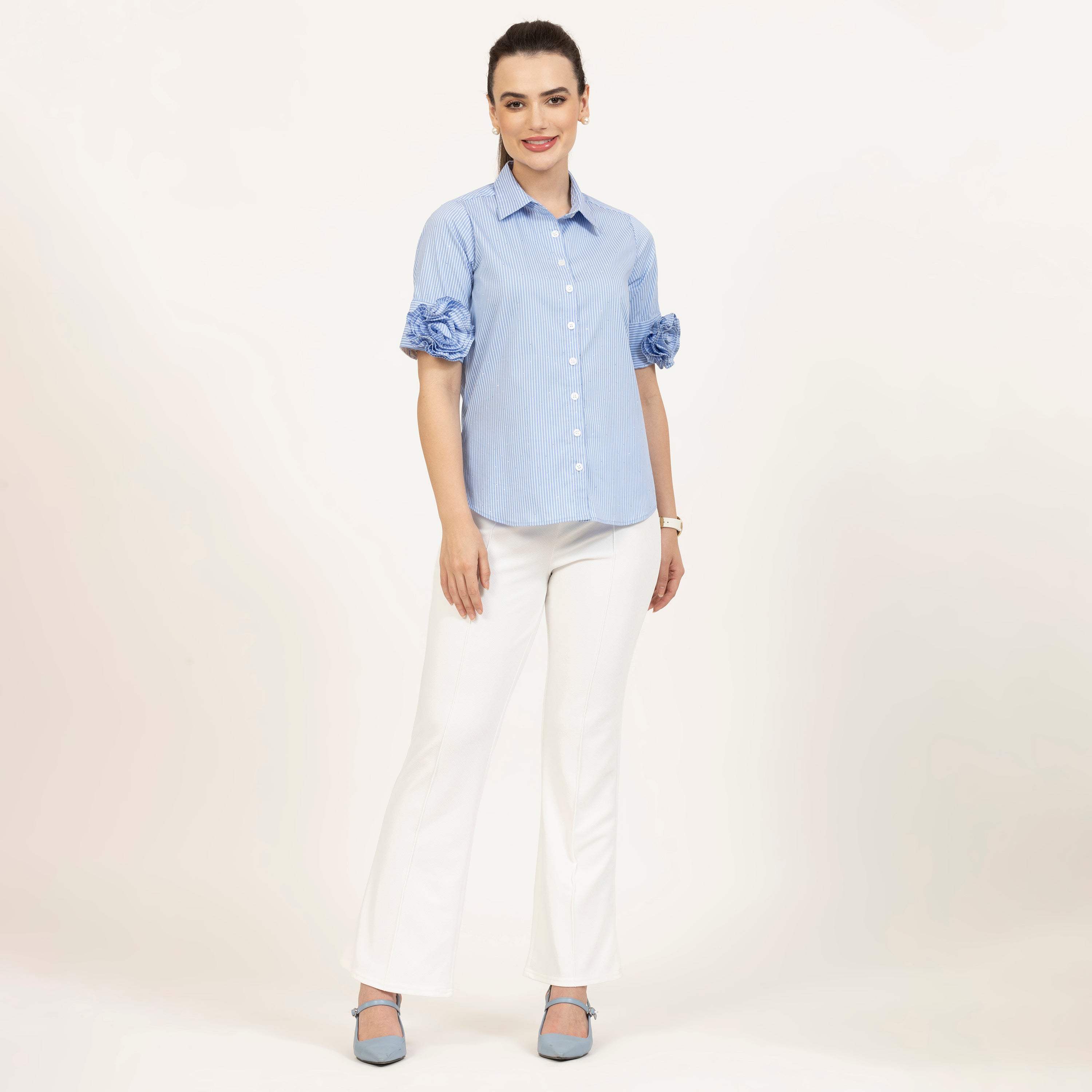 Buy Women Shirt with Slim Fit Trousers-6