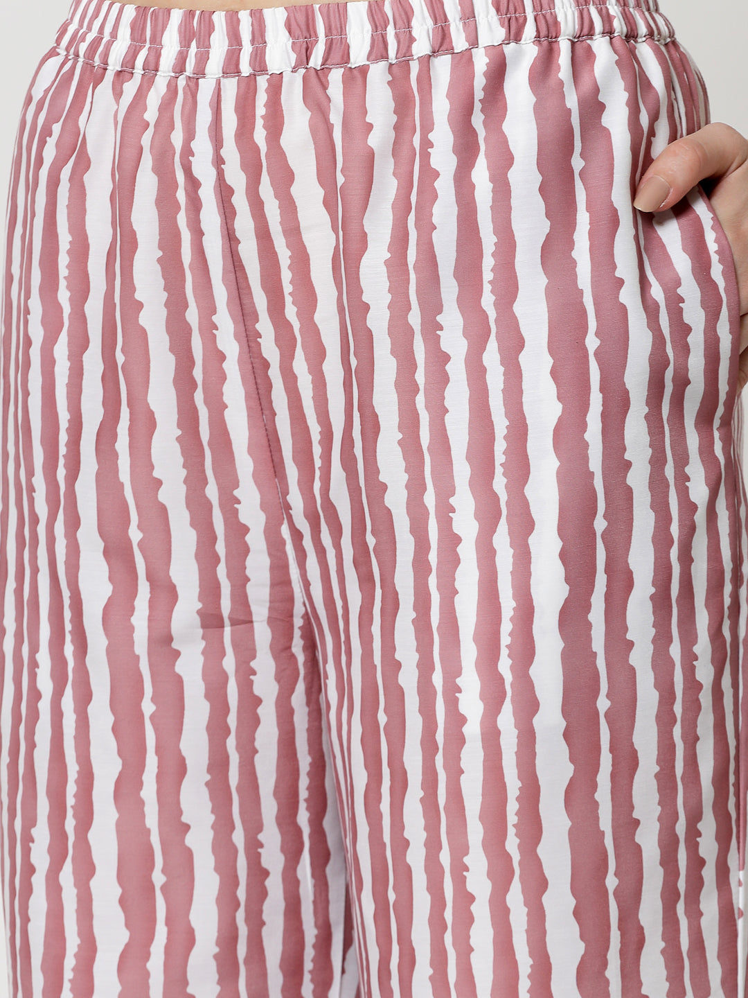 Pink & White Stripe Plazzo for Women-4