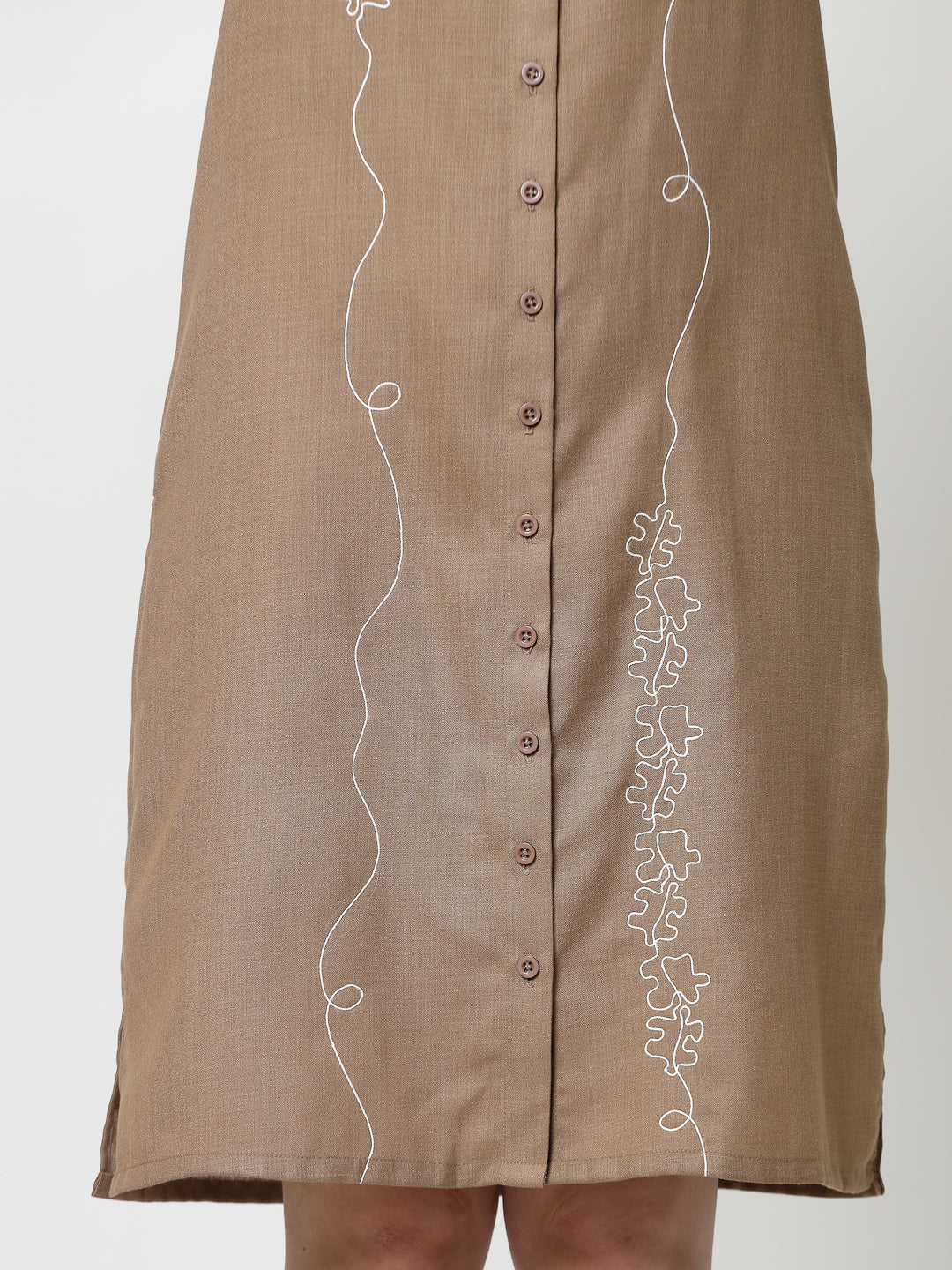 Dark Beige Long Tunic for Women Workwear-7