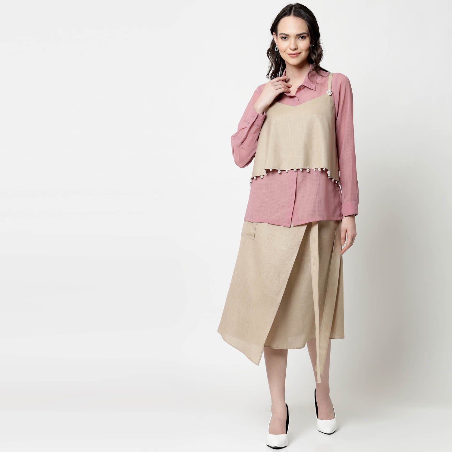 Pink Georgette Shirt for Women-3