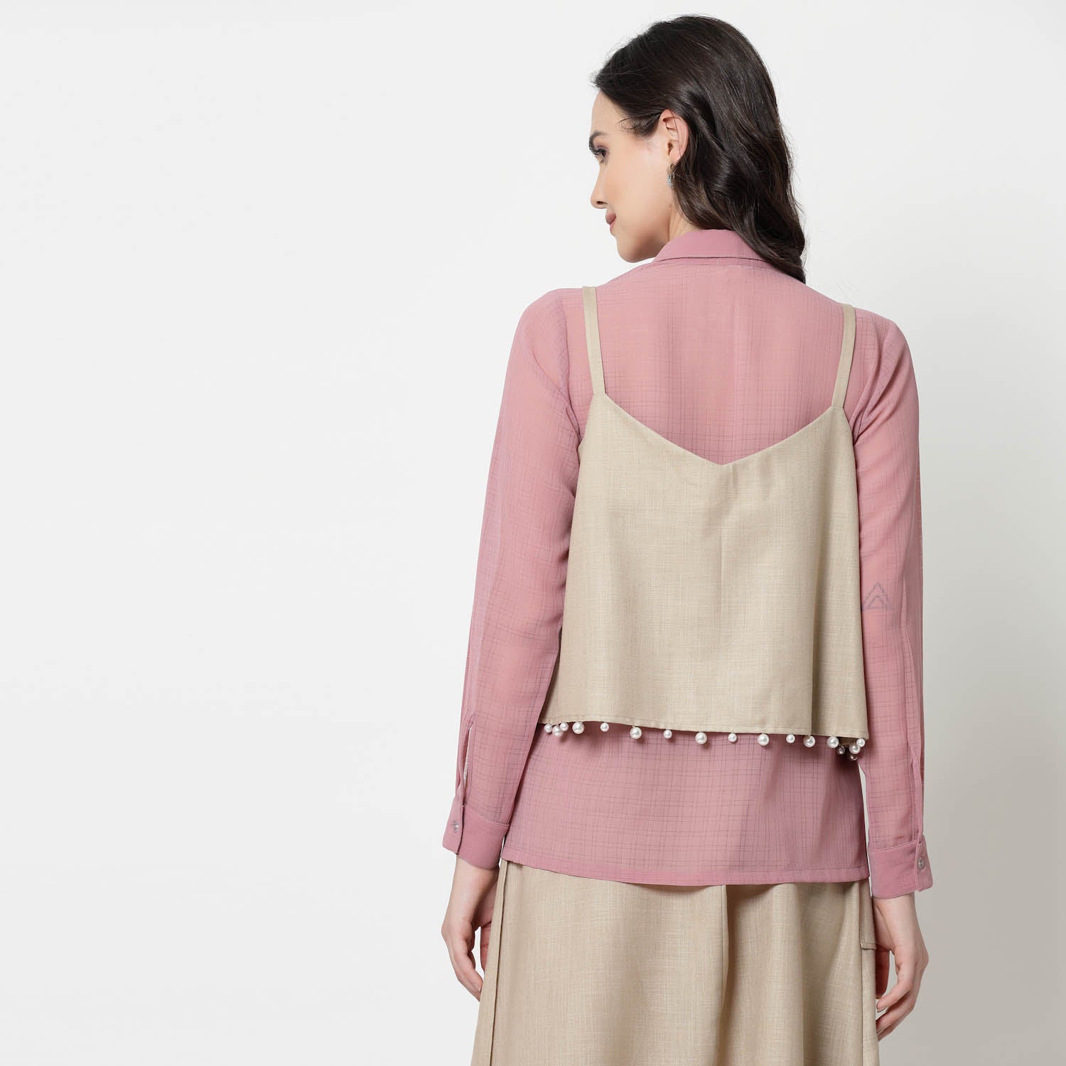 Pink Georgette Shirt for Women-6