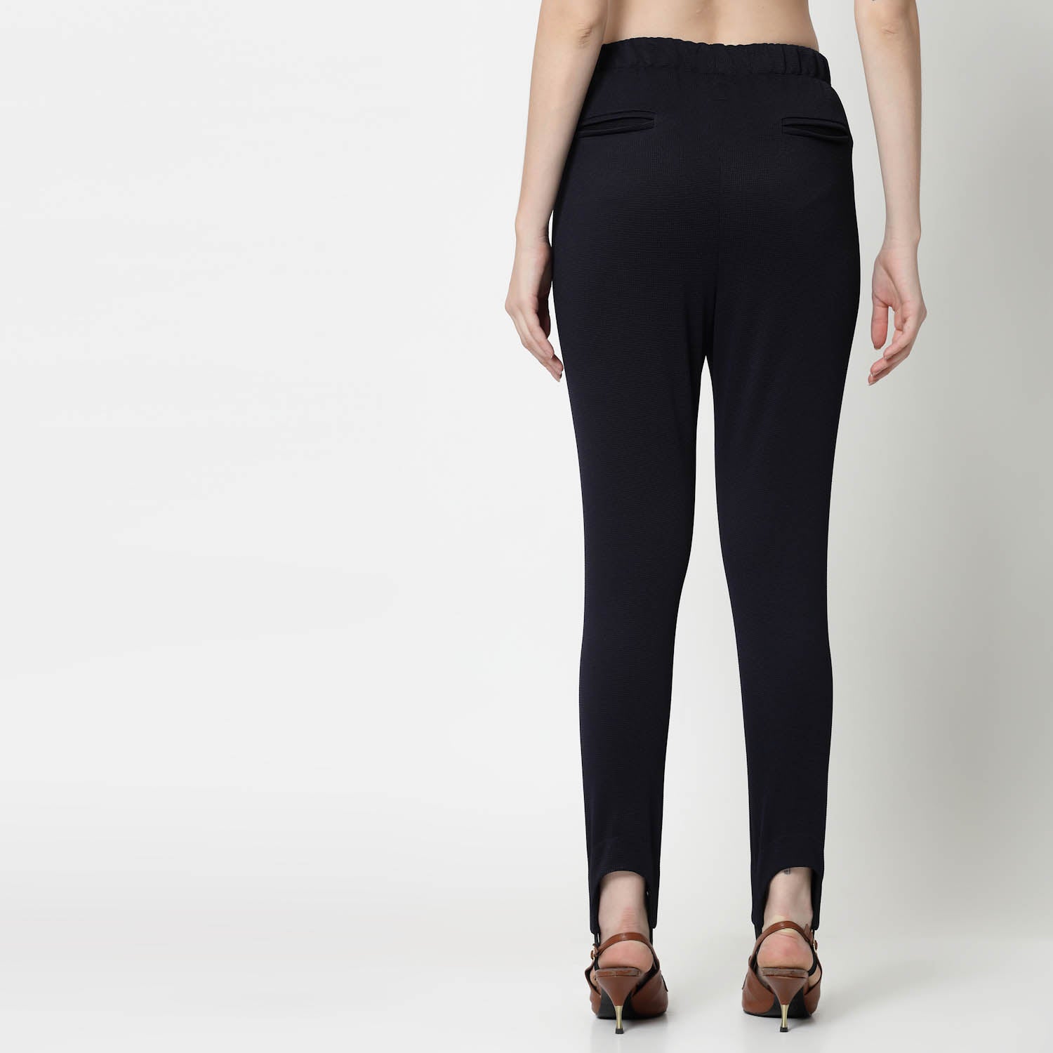 Blue Lycra Pant With Foot Straps