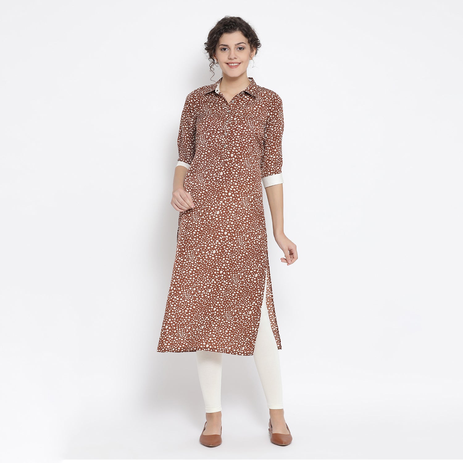Brown Animal Print Kurta for Women