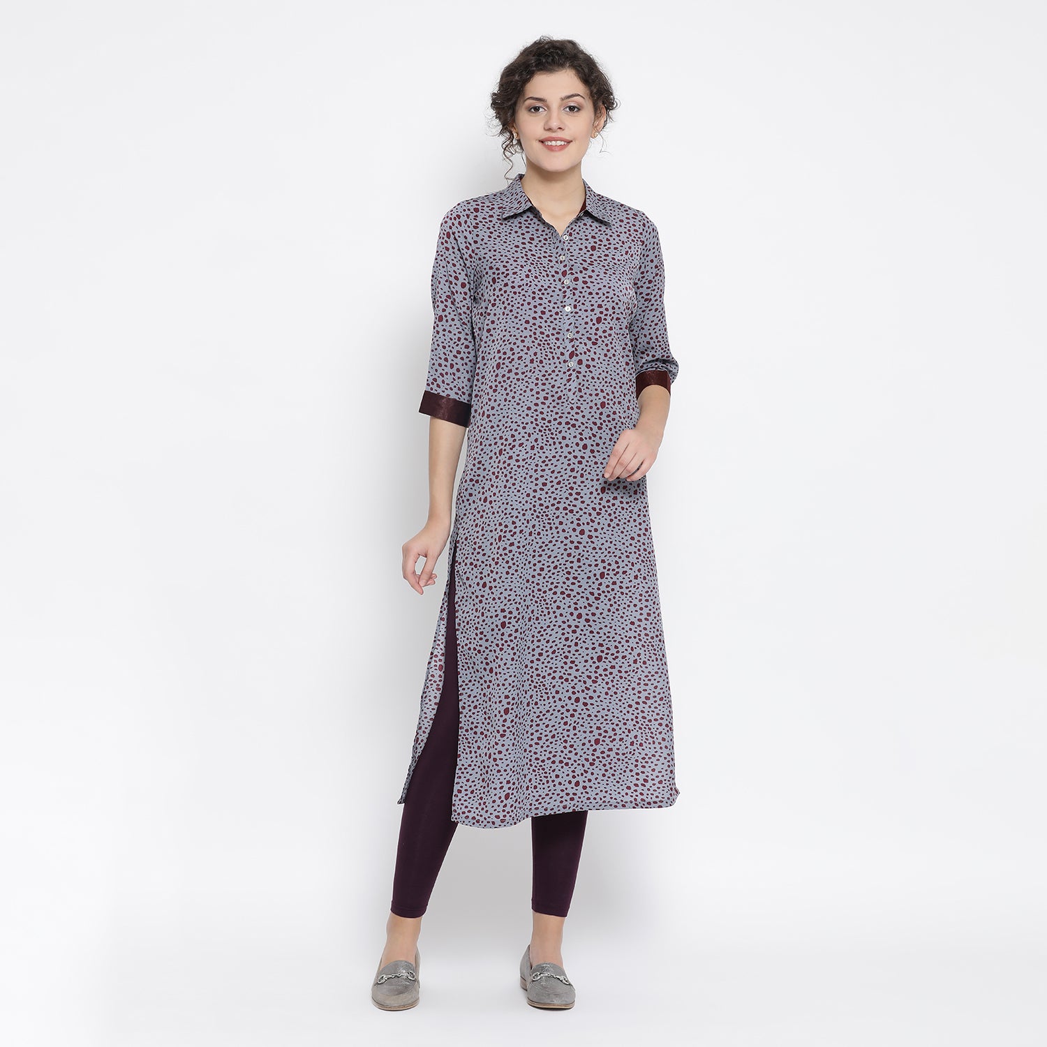 Teal Blue Animal Print Kurta