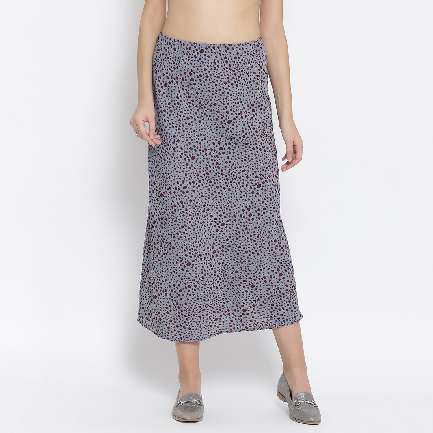 Teal Blue Animal Print Bias Skirt