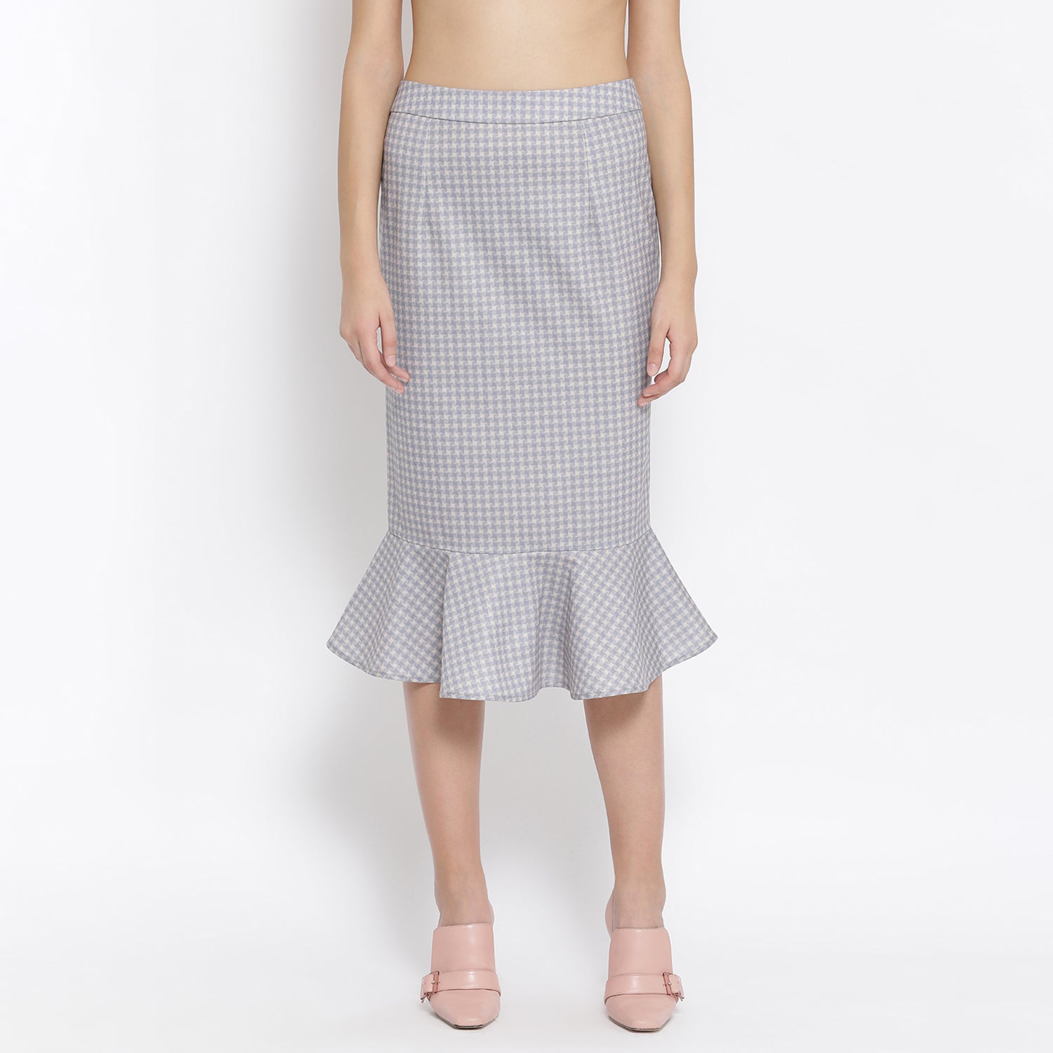 Light Grey Lycra Fish Cut Skirt