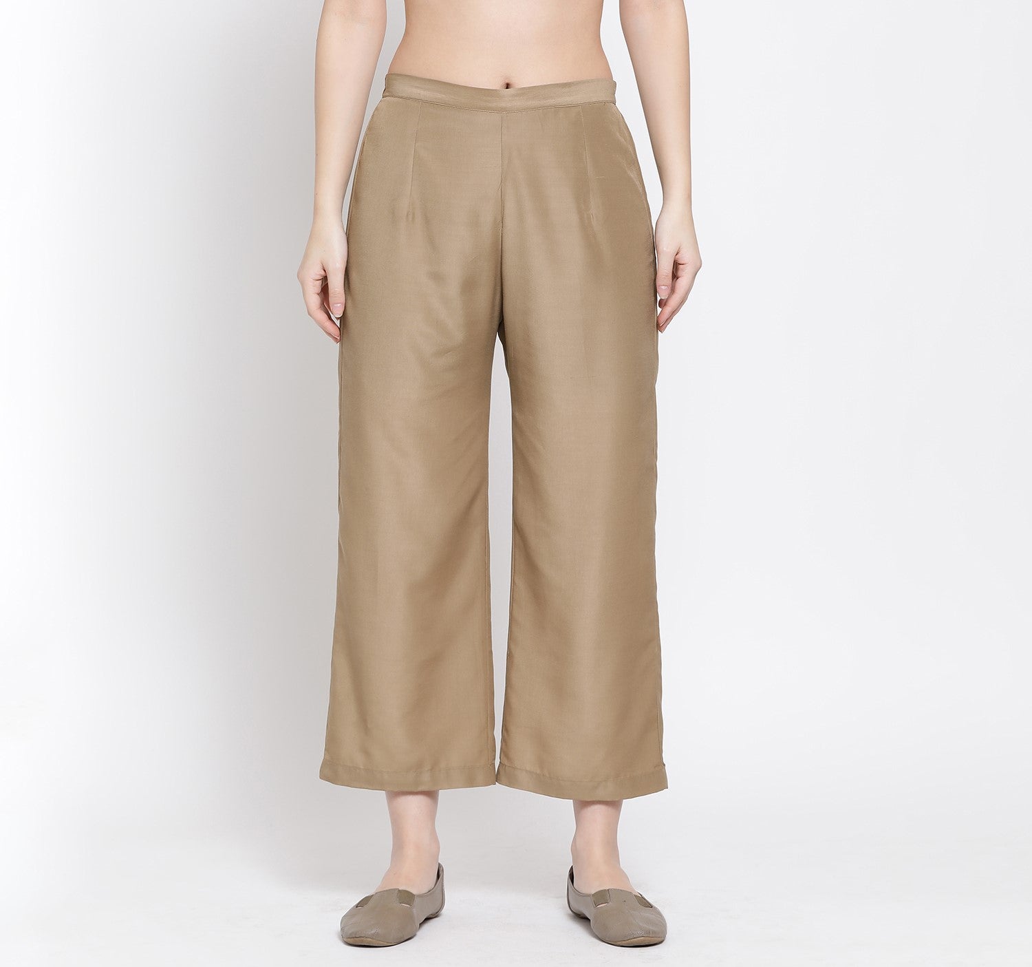 Beige Straight Palazzo for Women