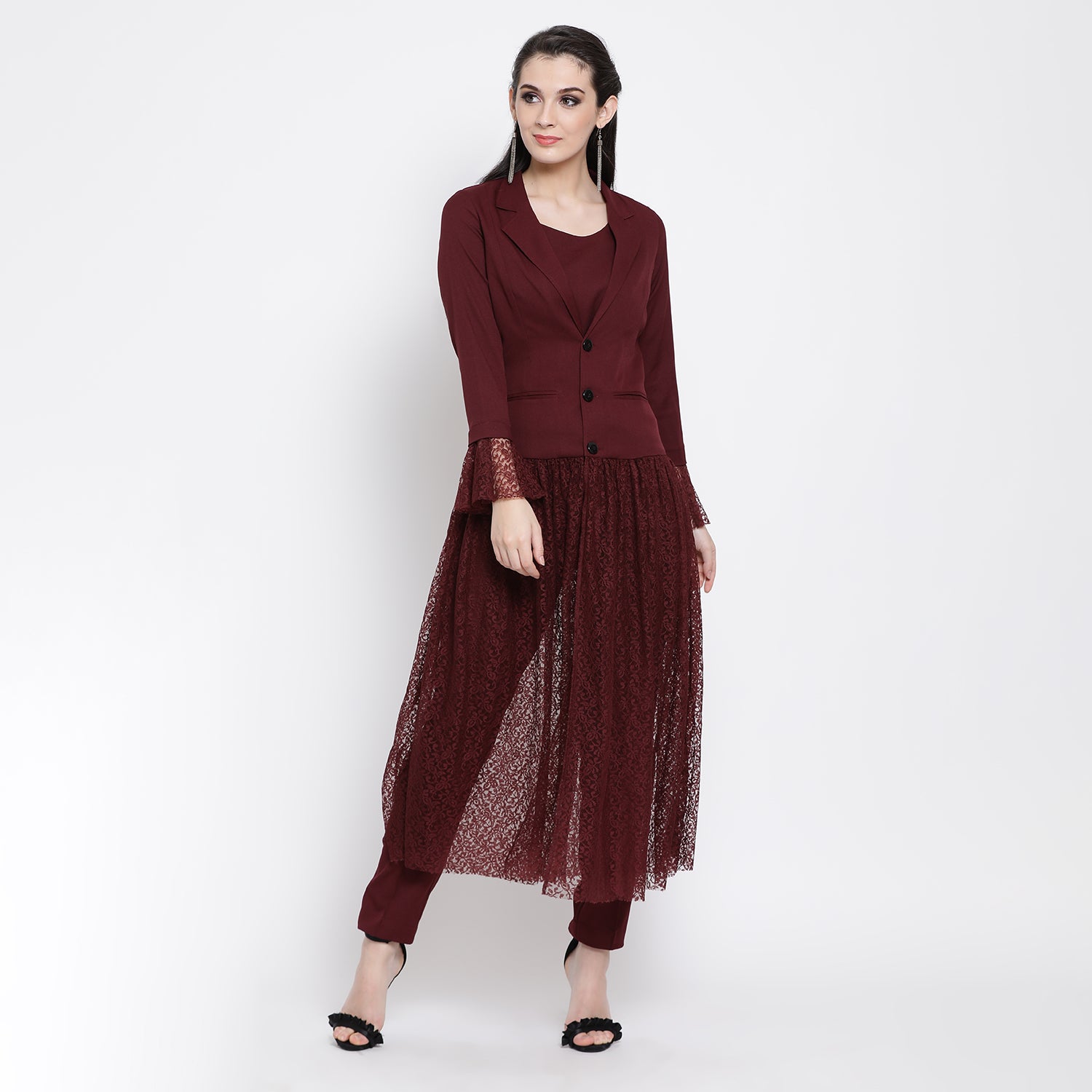 Prune Flower Net Jacket for Women