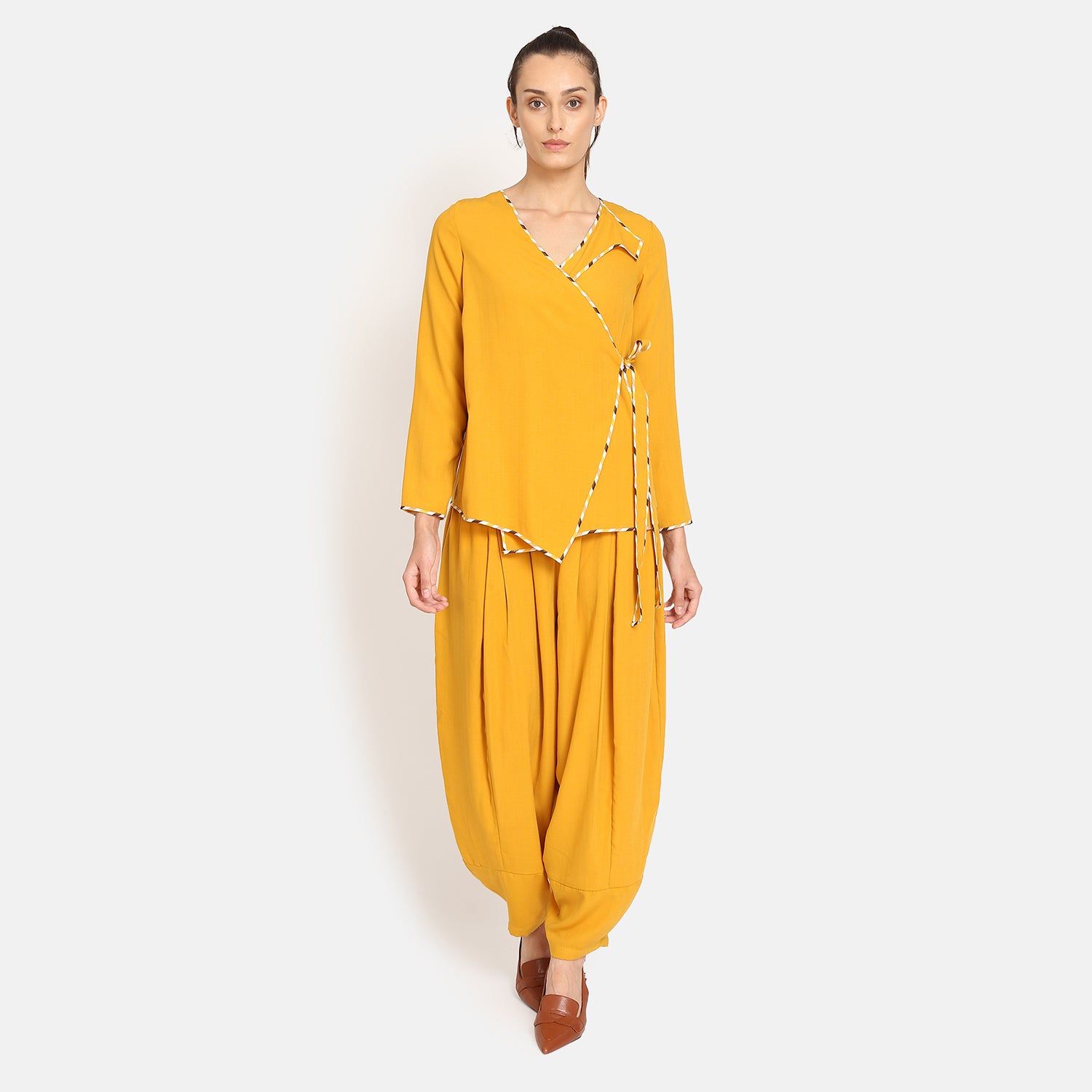 Yellow Overlap Jacket for Women-1