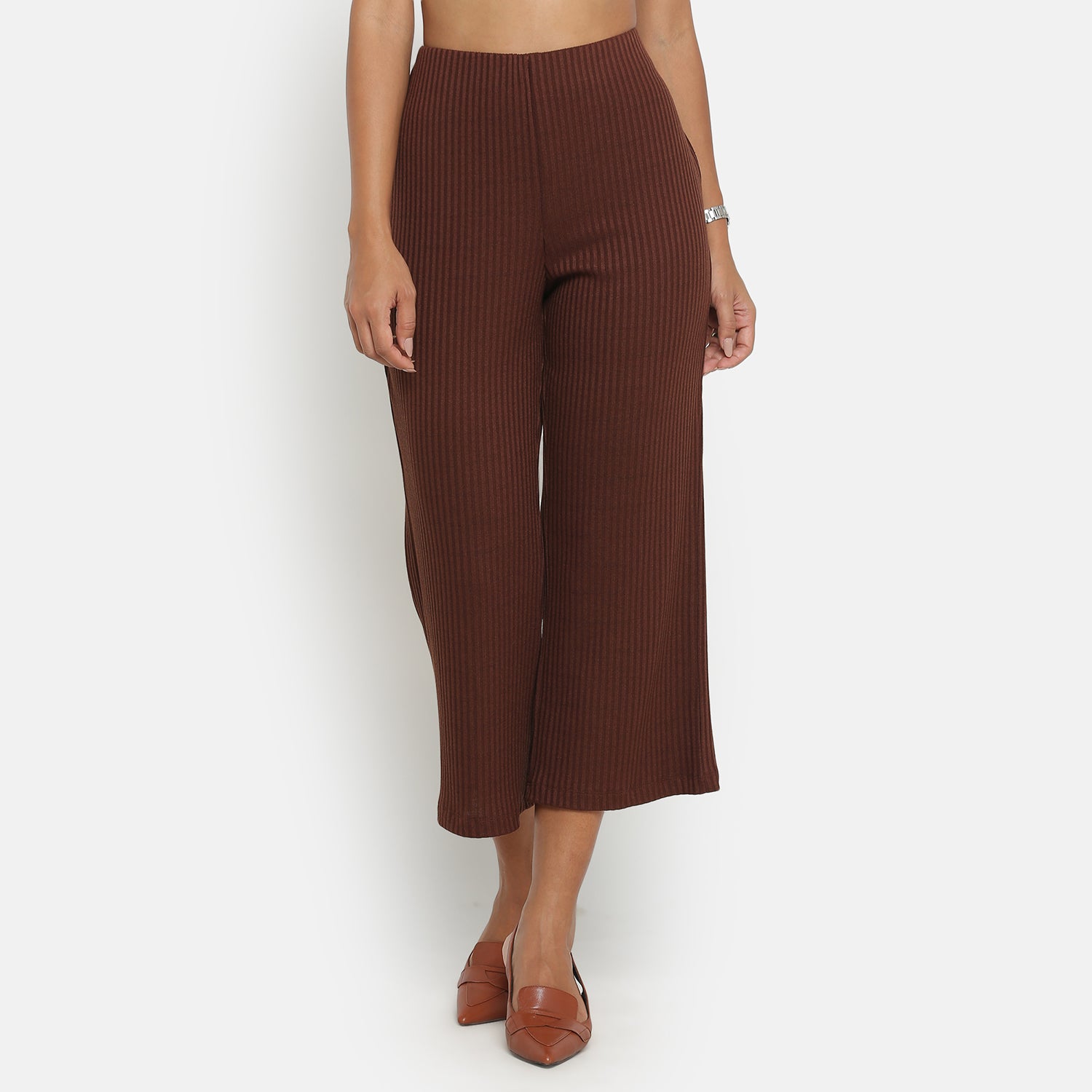 Buy Brown Ribbed Plazzo for Women