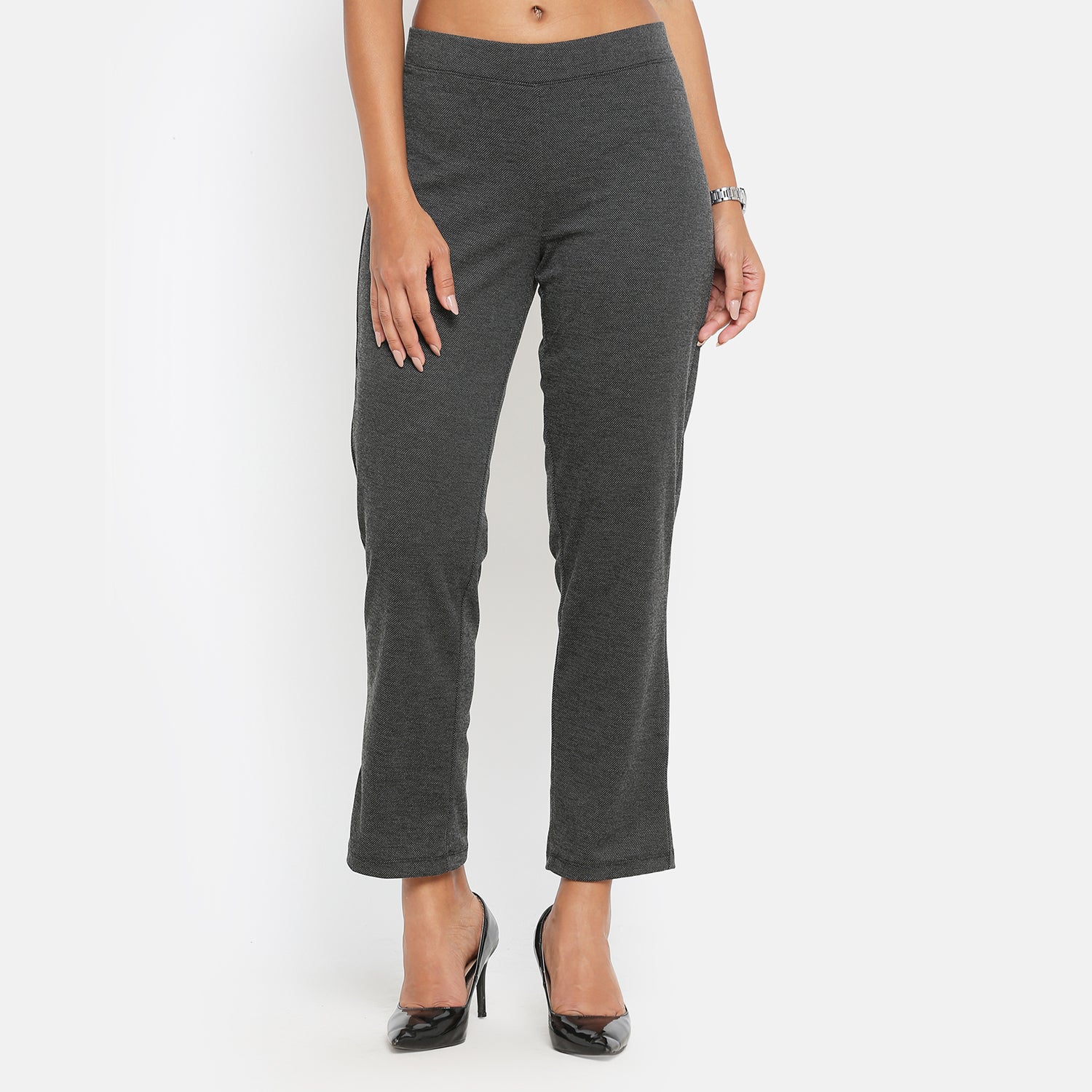 Dark Grey Knit Pant for Women