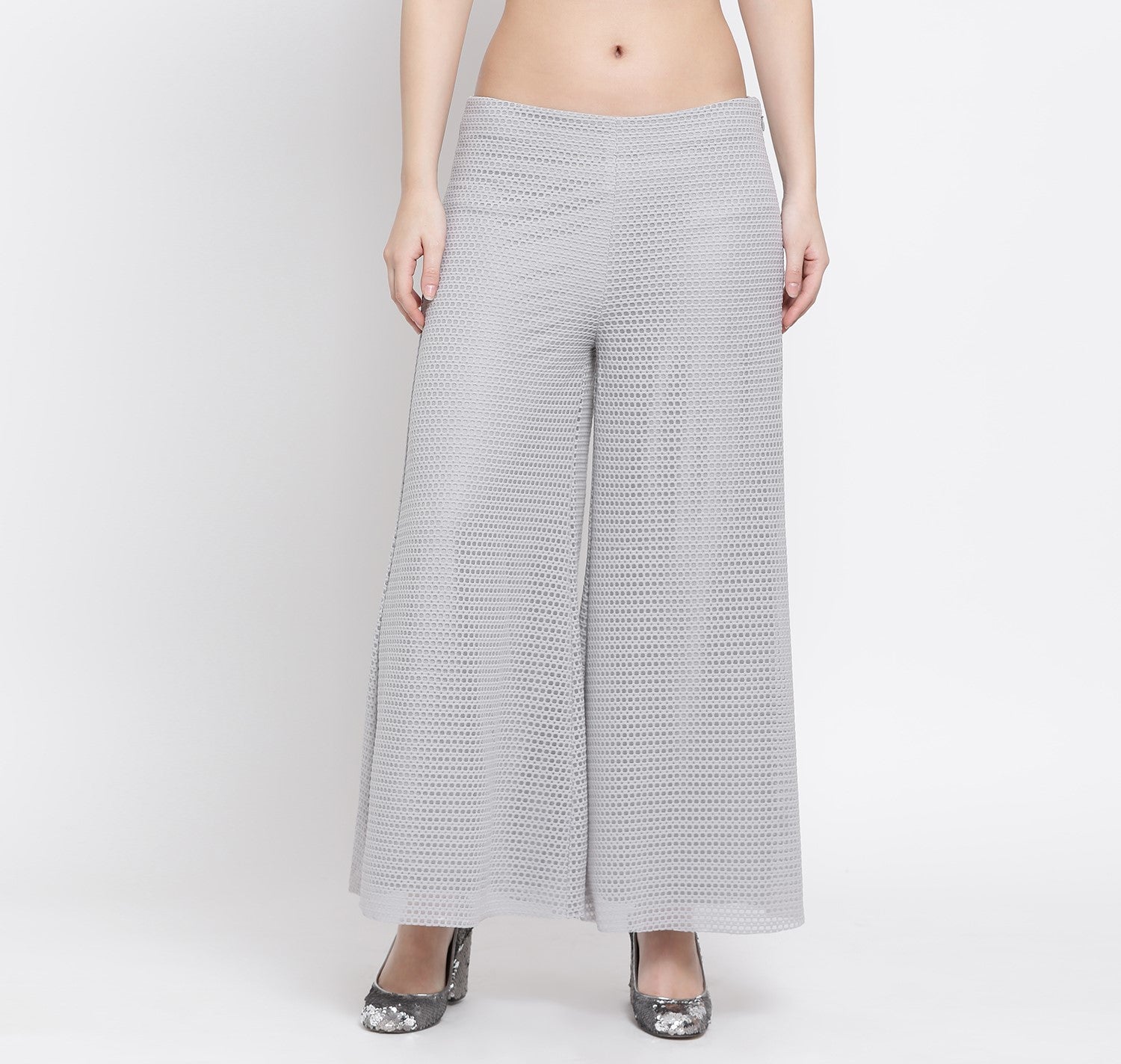 Grey Square Lycra Plazzo for Women