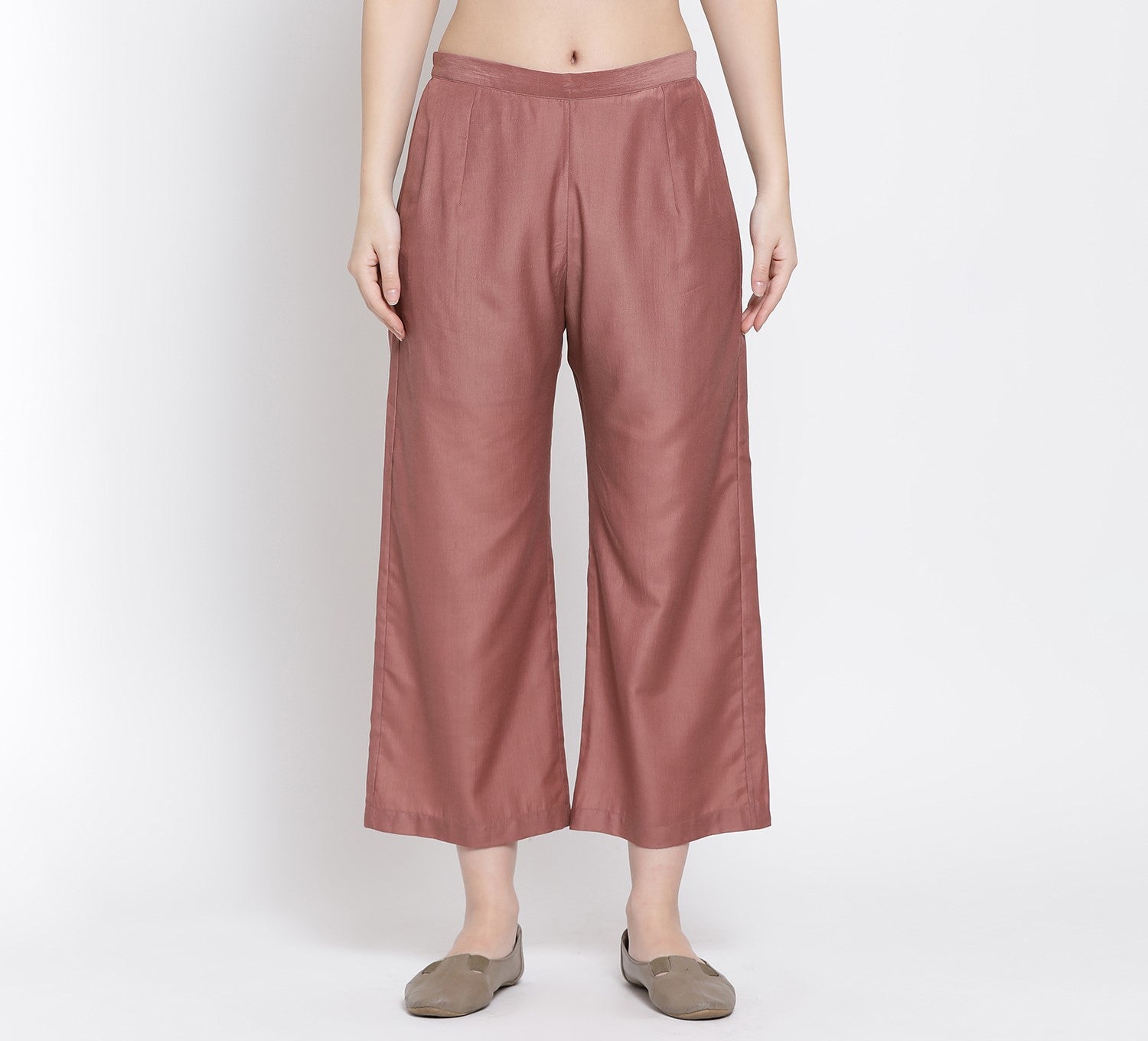 Peach Straight Plazzo for Women