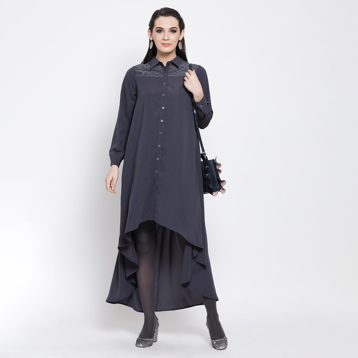 Slate Blue High Low Tunic for Women