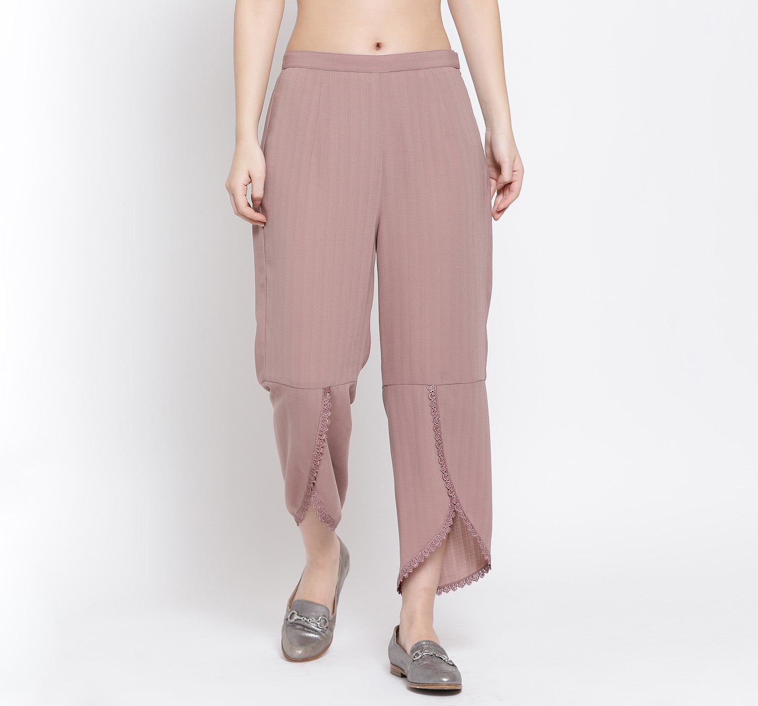 Rose Pink Overlap Palazzo for Women