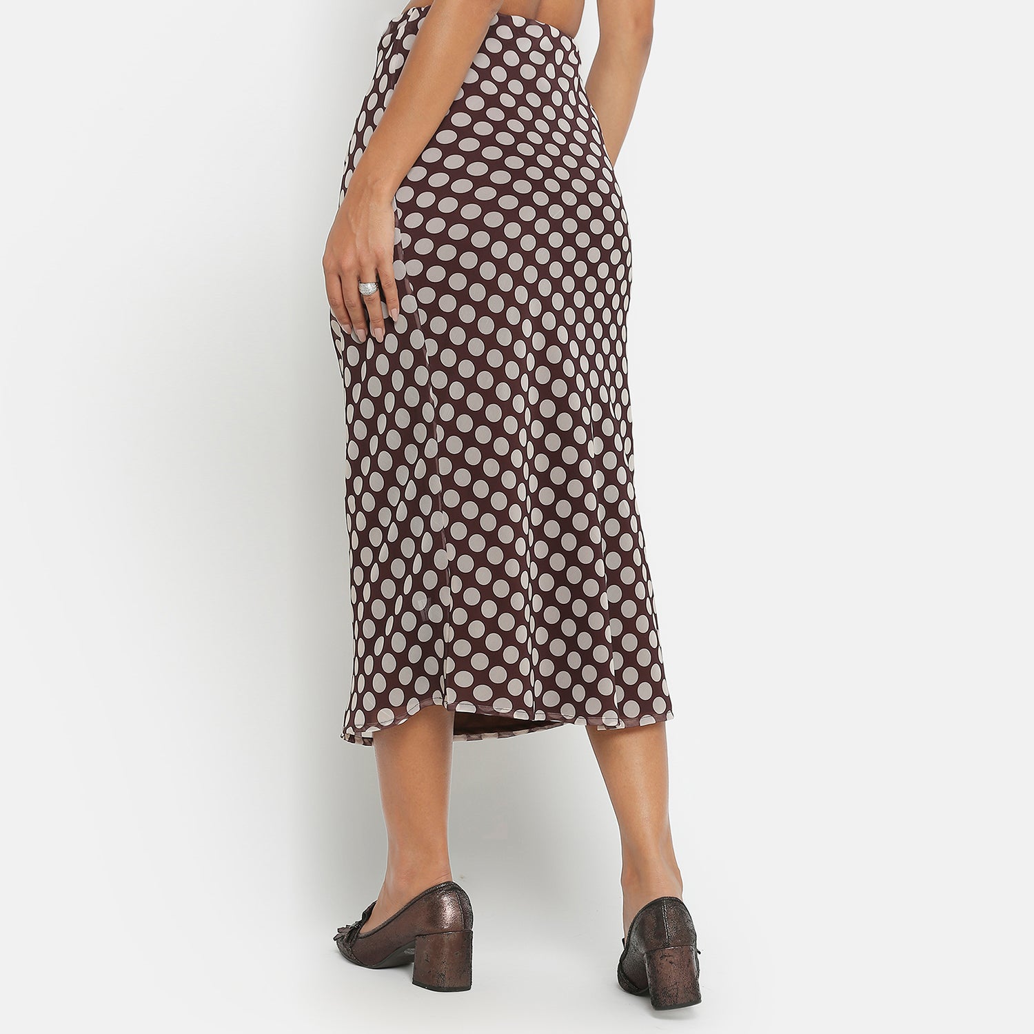 Brown Polka Dot Bias Skirt