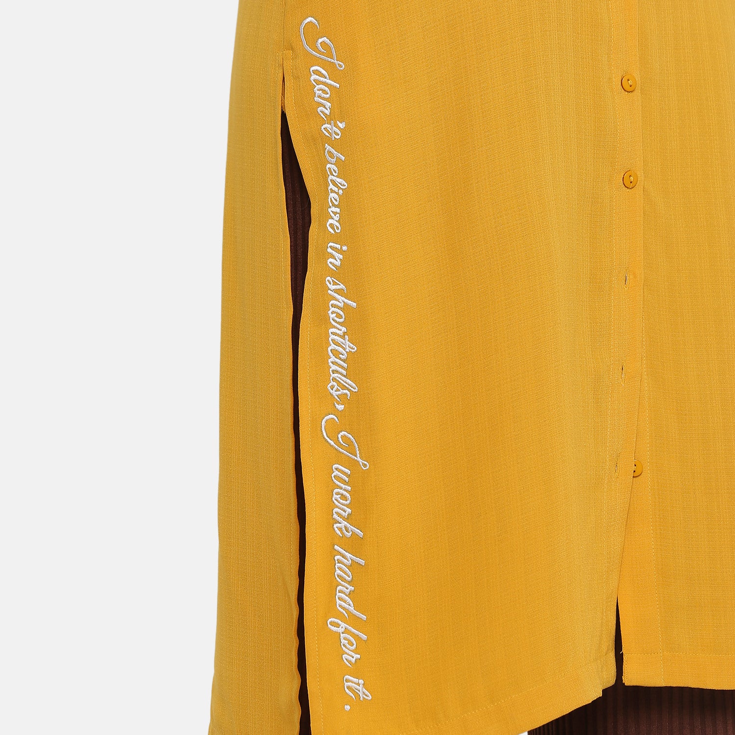 Yellow Shirt Collar Kurta for Women-6