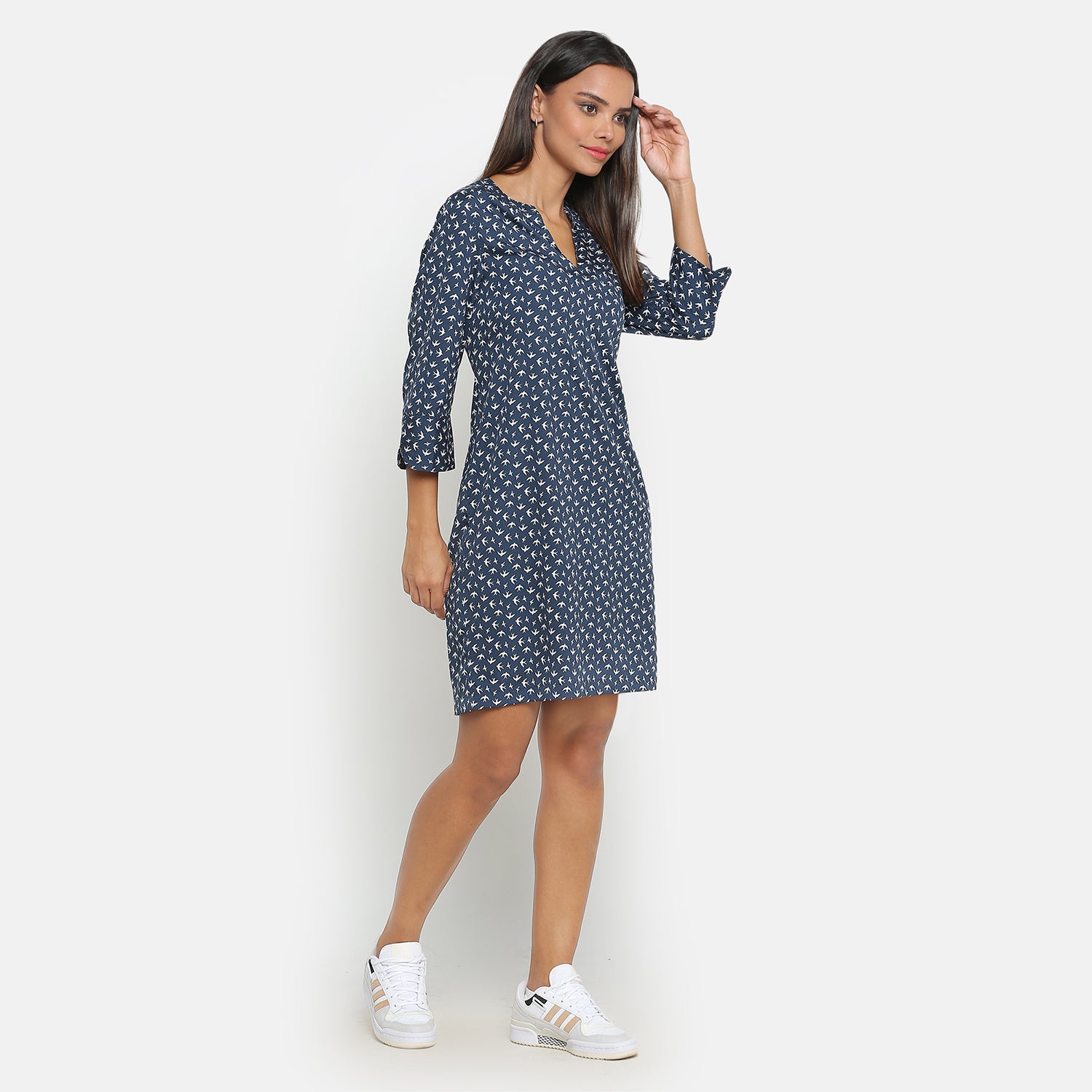 Blue Bird Printed Short Dresses for Women-4