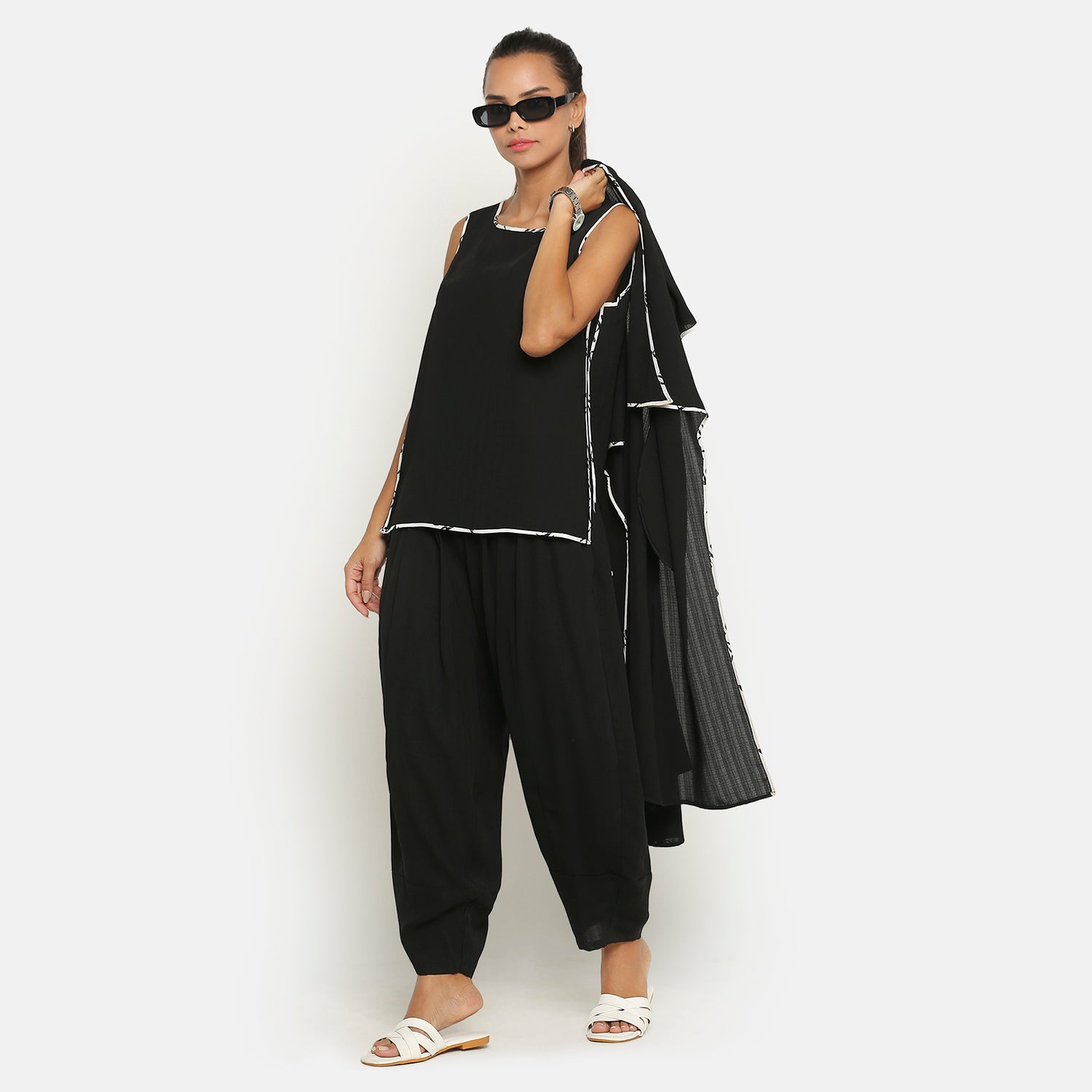 Black Salwar Style Plazzo for Women's Wear-5