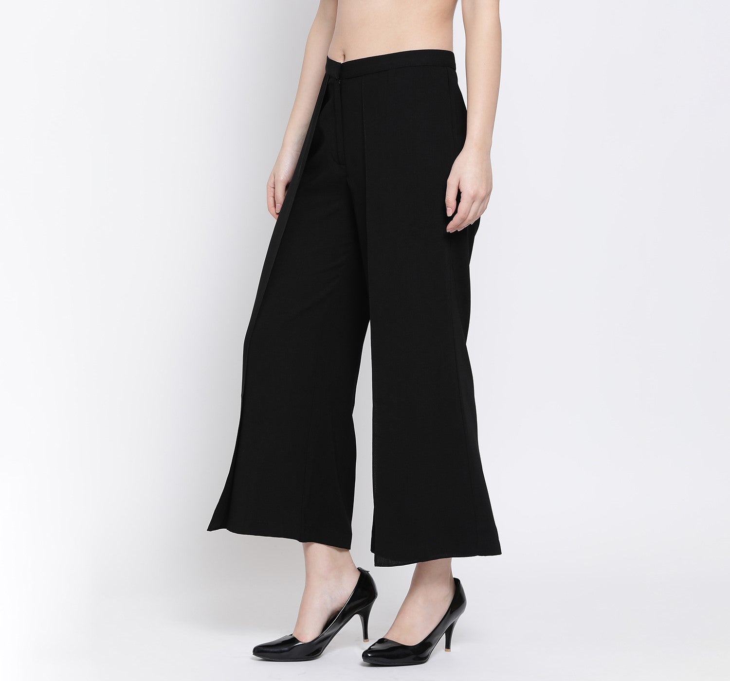 Black Flap Palazzo for Women-1