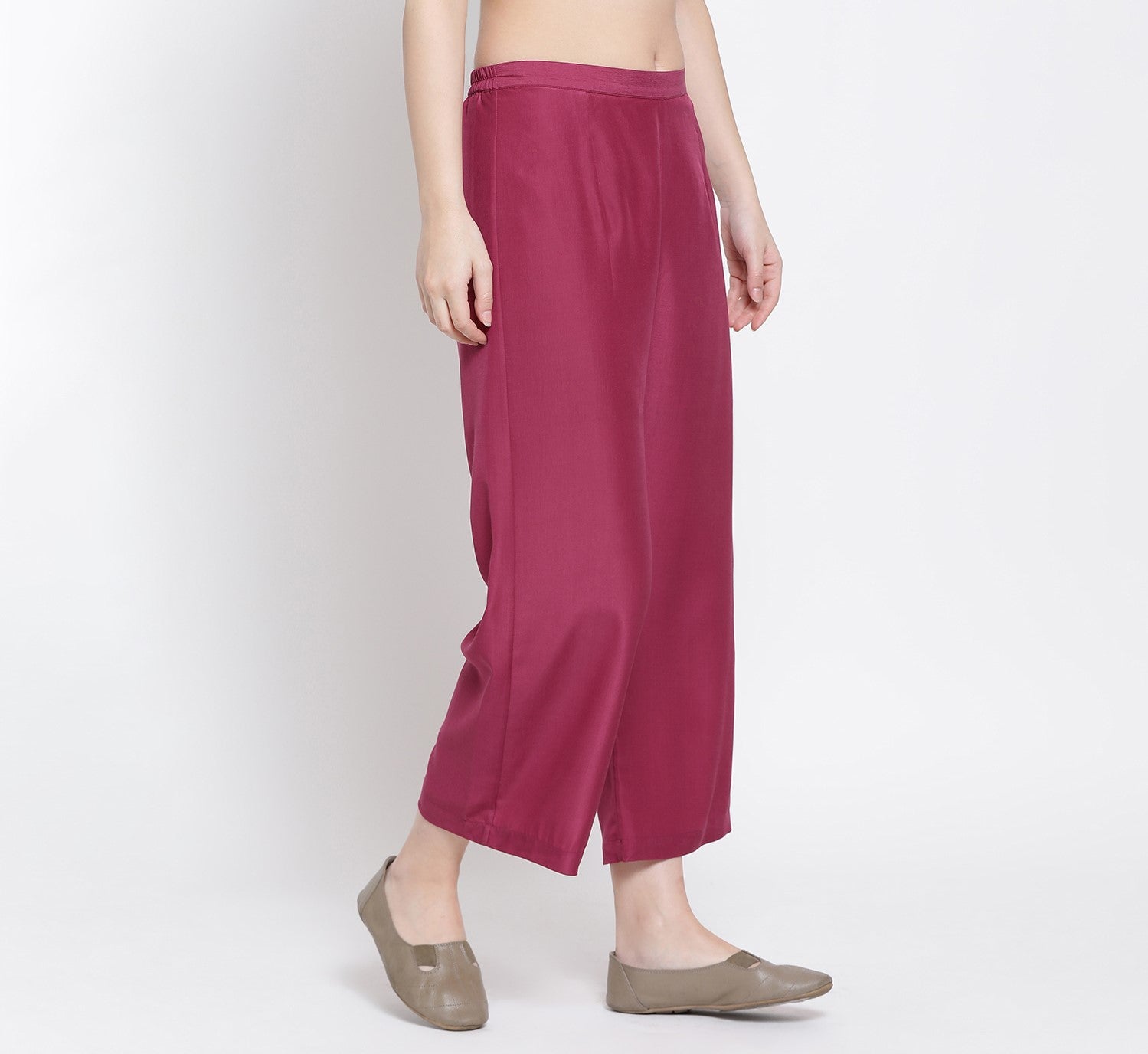 Pink Straight Palazzo for Women-1