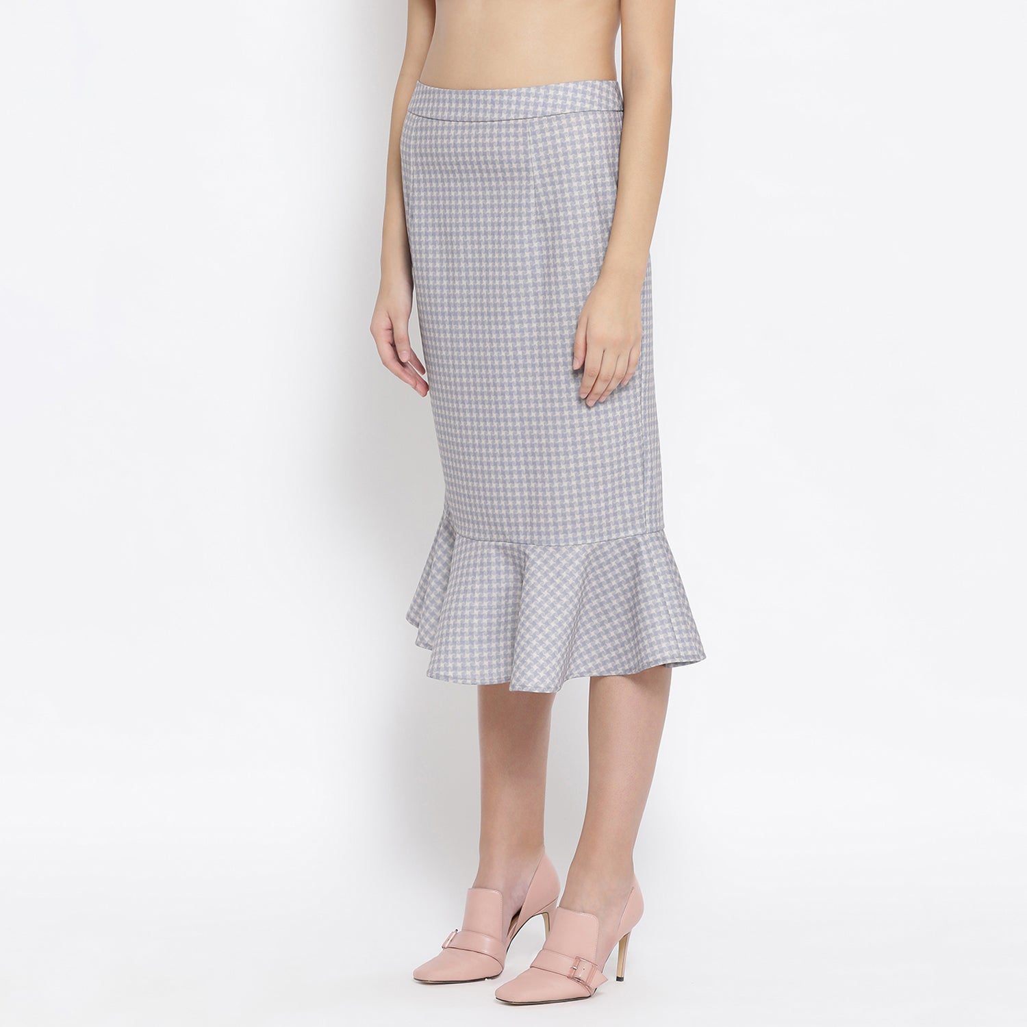 Light Grey Lycra Fish Cut Skirt