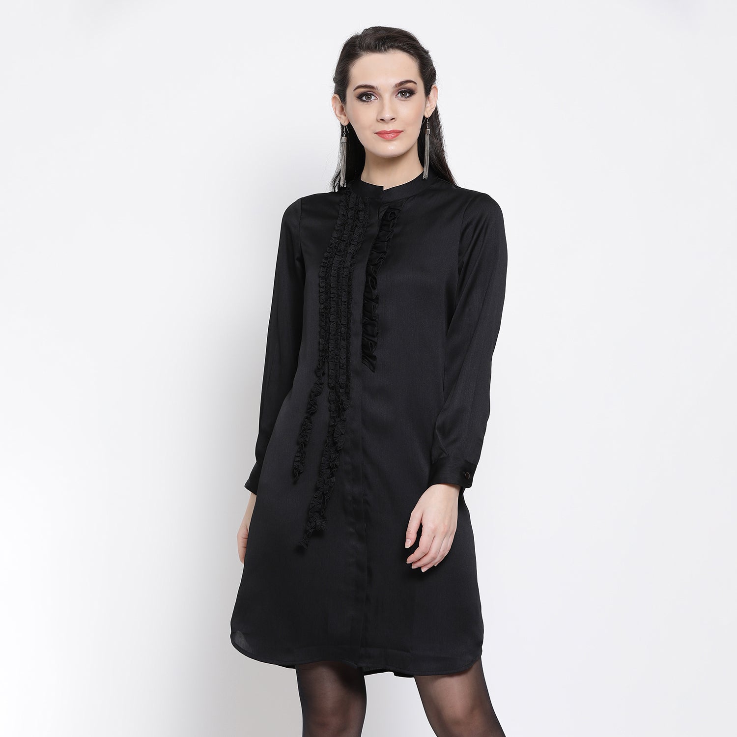 Black Chiffon Officewear Tunic for Women