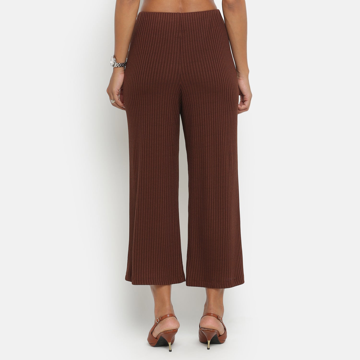 Buy Brown Ribbed Plazzo for Women-1