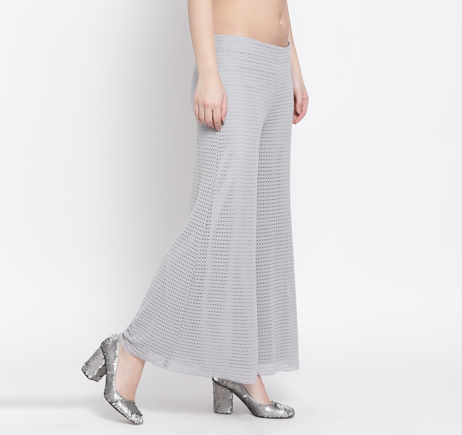 Grey Square Lycra Plazzo for Women-1