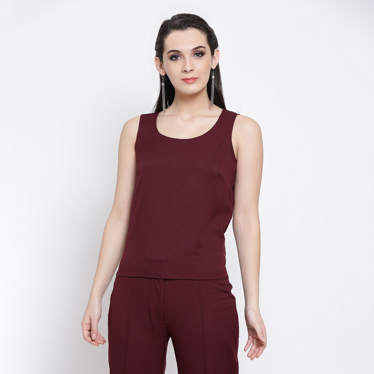 Buy Prune Sleeveless Top for Women-1