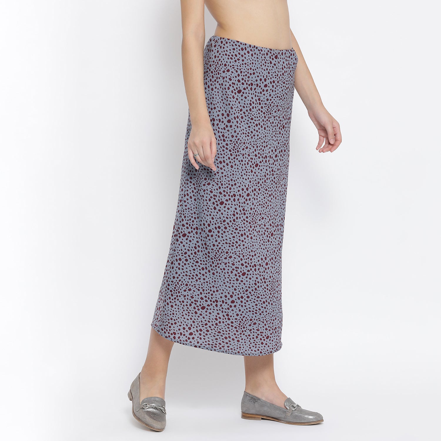 Teal Blue Animal Print Bias Skirt