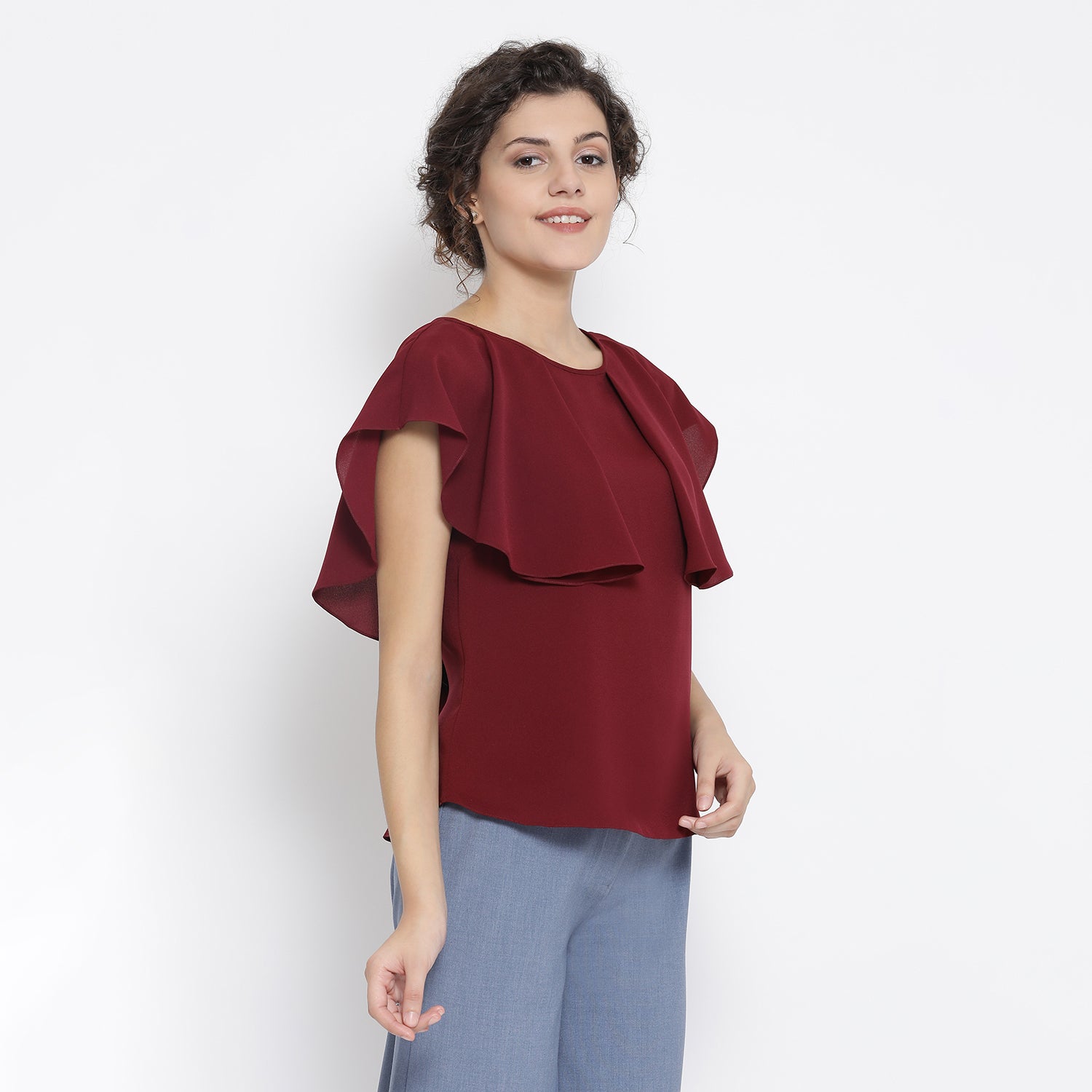 Buy Prune Georgette Top for Women-2