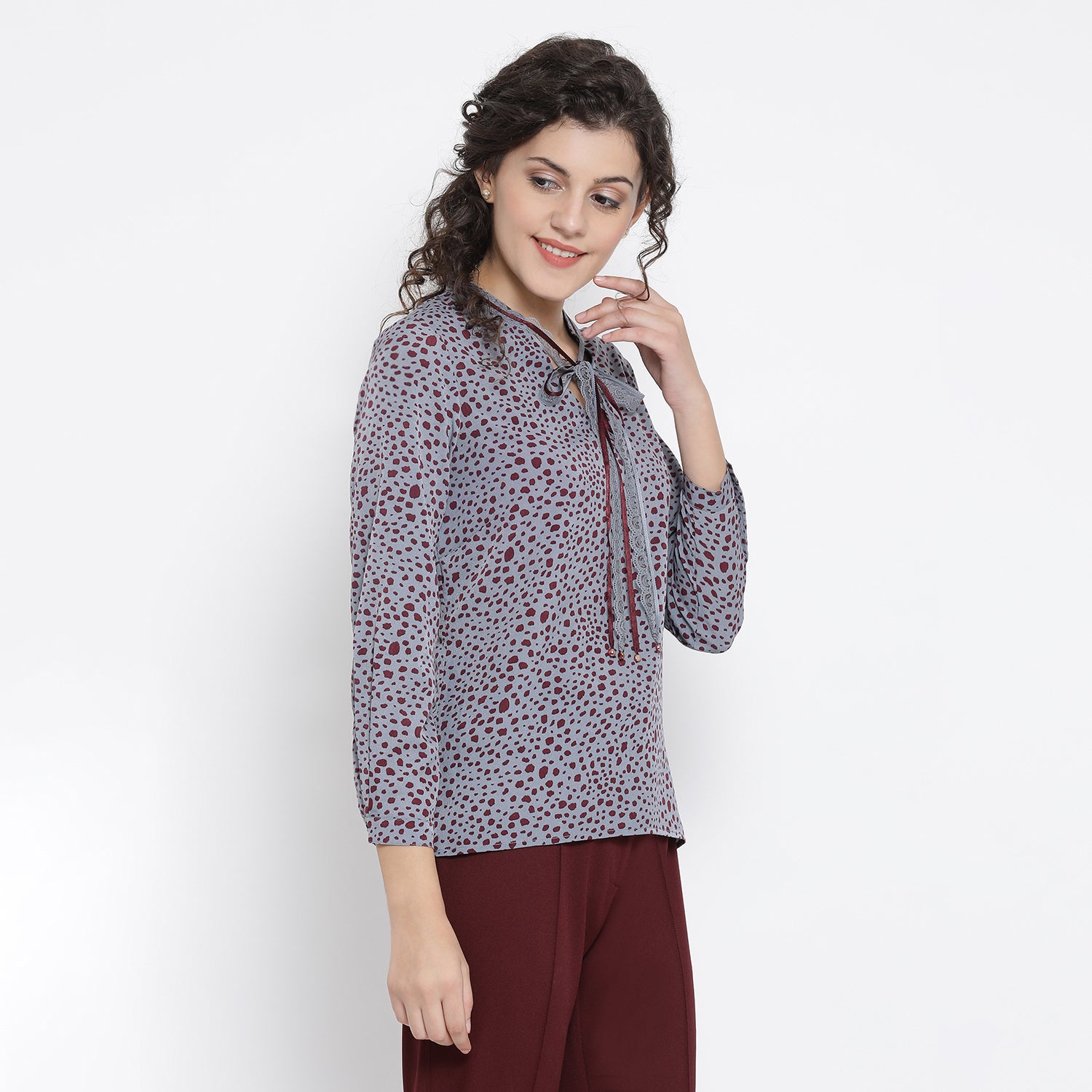 Teal Blue Animal Printed Shirt for Women-2