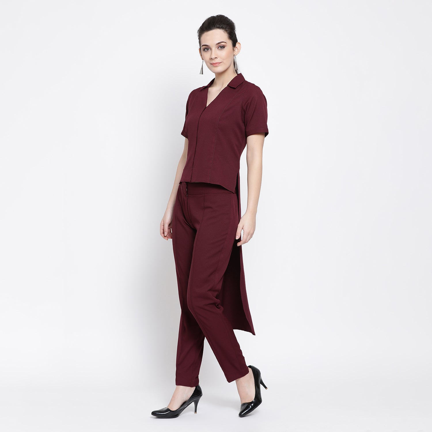 Prune Asymmetric Shirt for Women-2