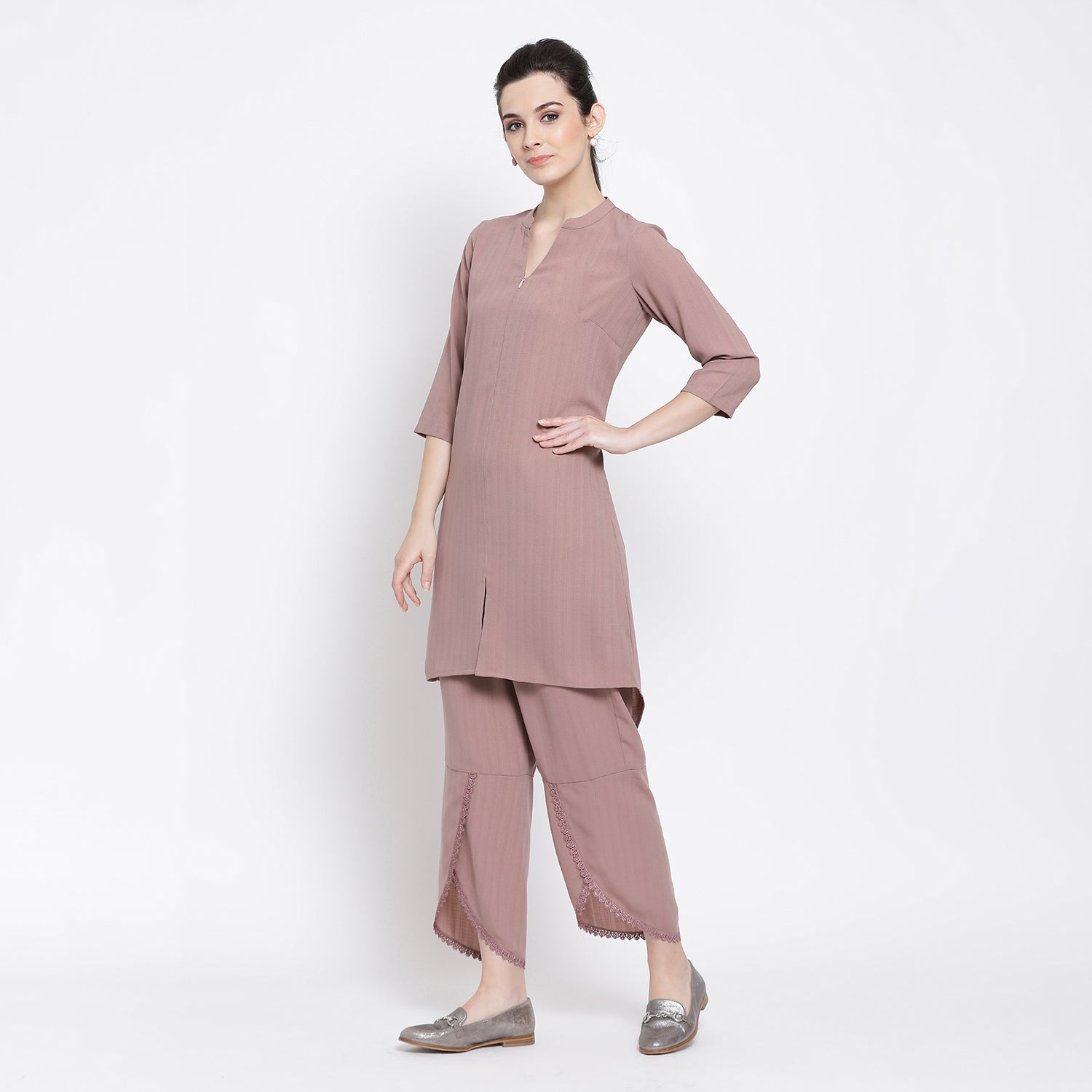Rose Pink Asymmetrical Tunic for Women-1