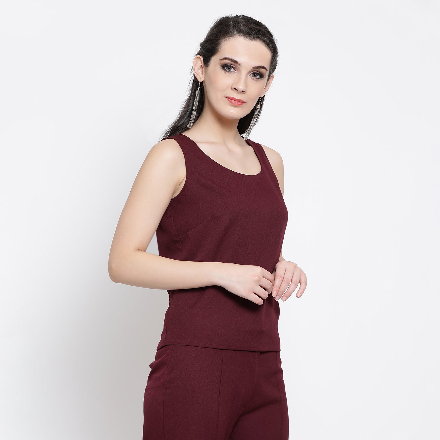 Buy Prune Sleeveless Top for Women-2