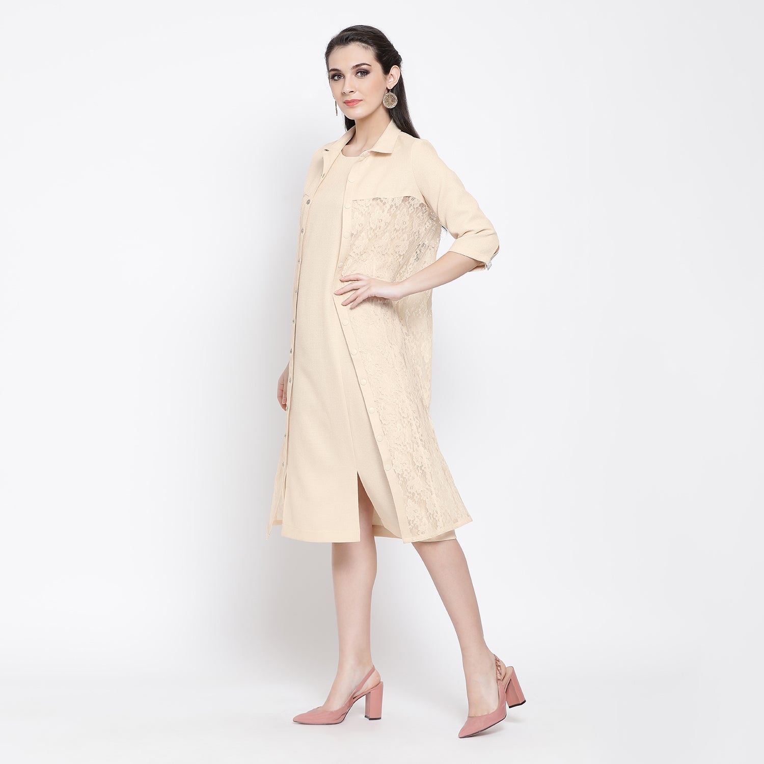 Off White Silk Linen Jacket for Women-2