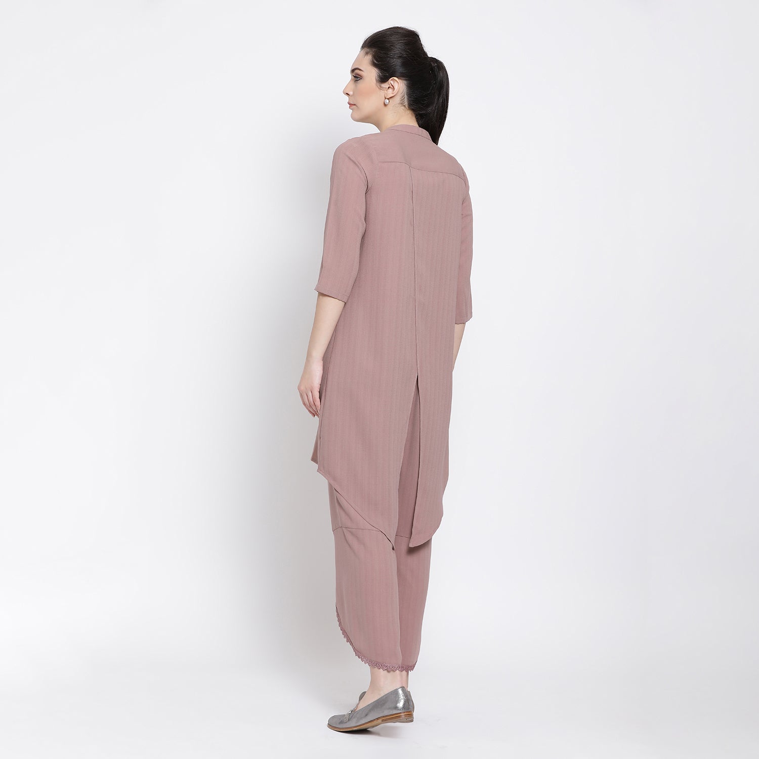 Rose Pink Asymmetrical Tunic for Women-3