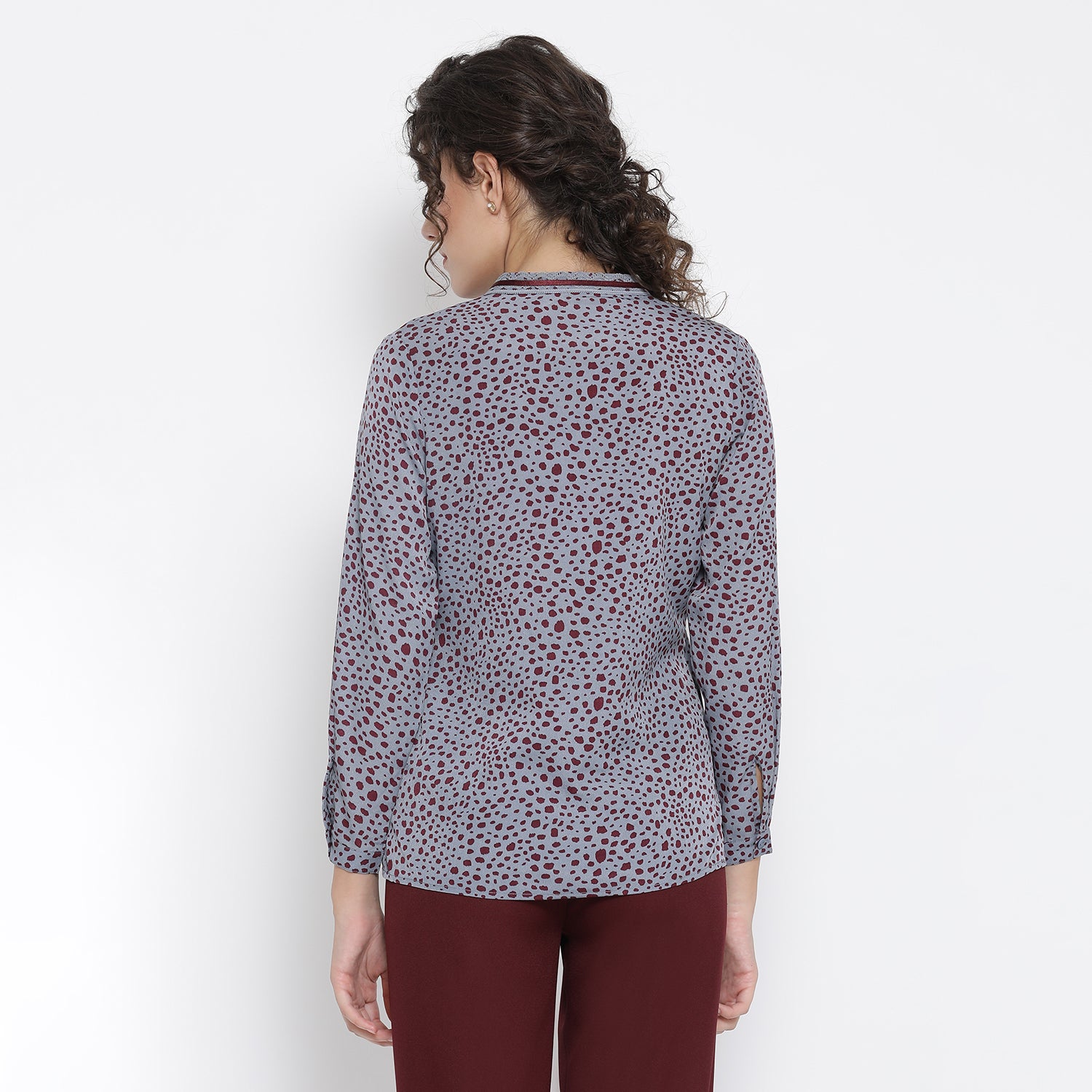 Teal Blue Animal Printed Shirt for Women-3