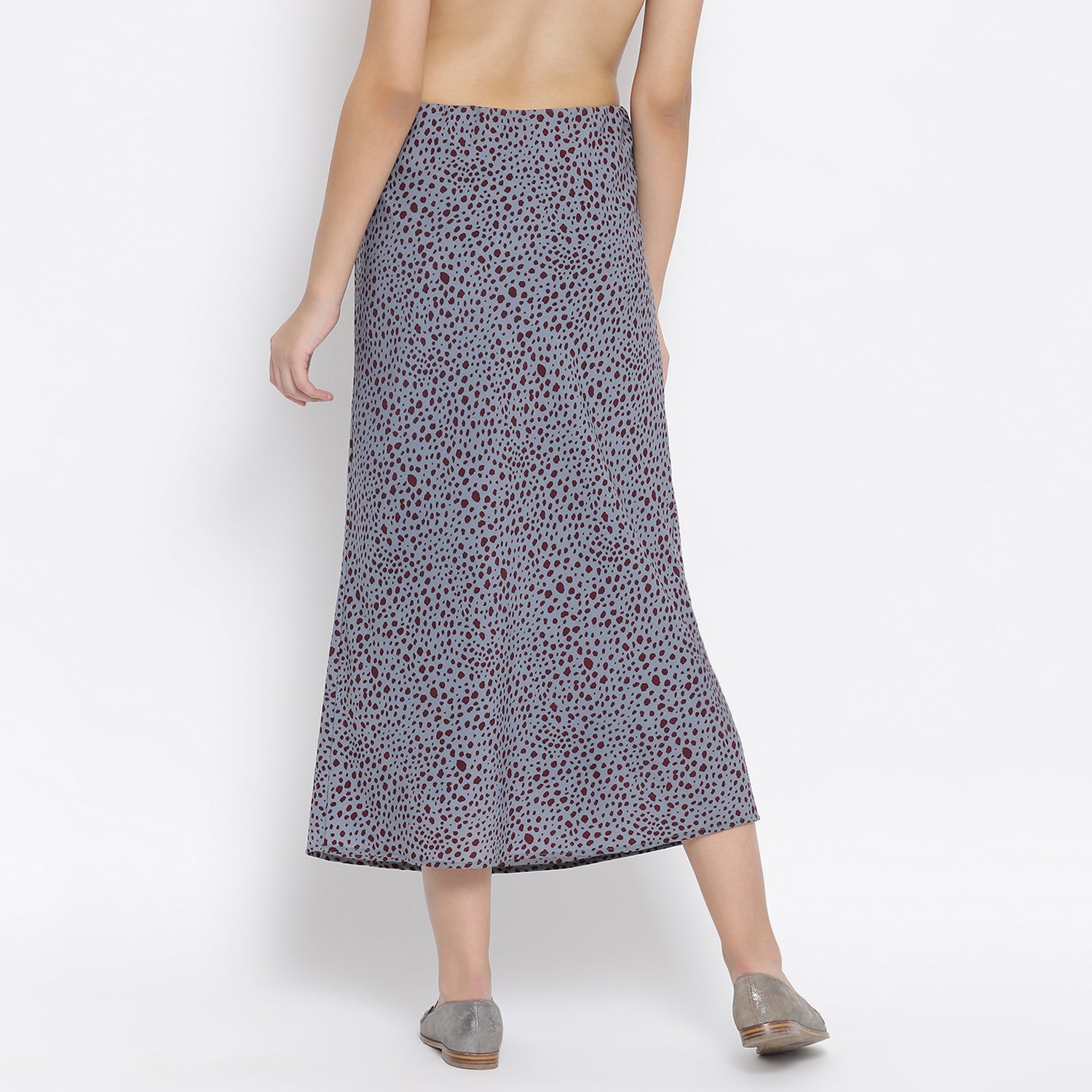 Teal Blue Animal Print Bias Skirt