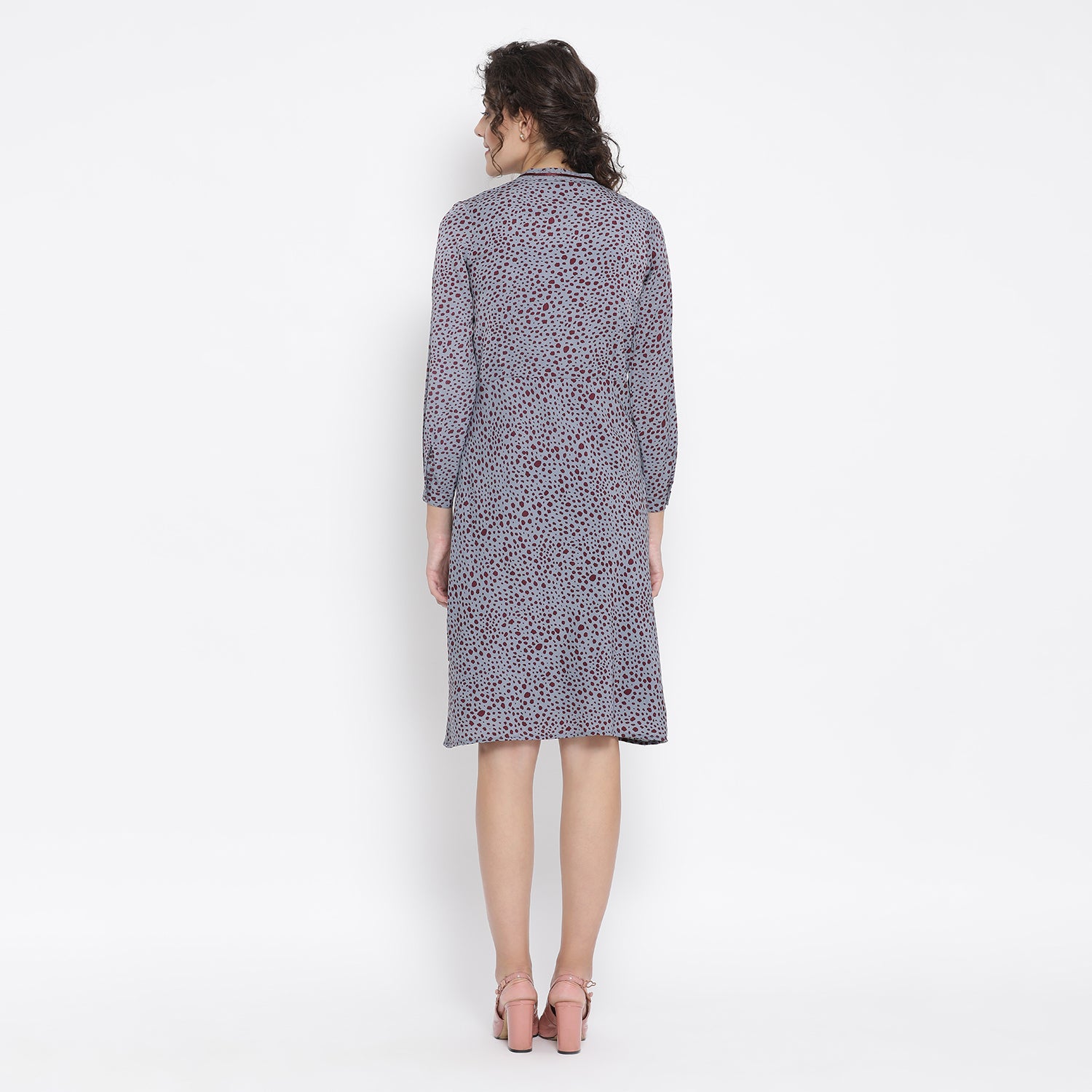 Teal Blue Animal Print Bias Dresses for Women-3