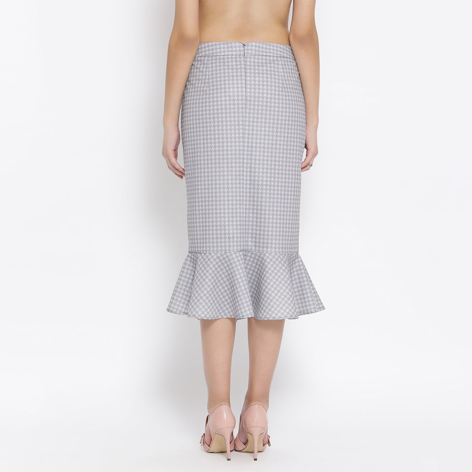 Light Grey Lycra Fish Cut Skirt