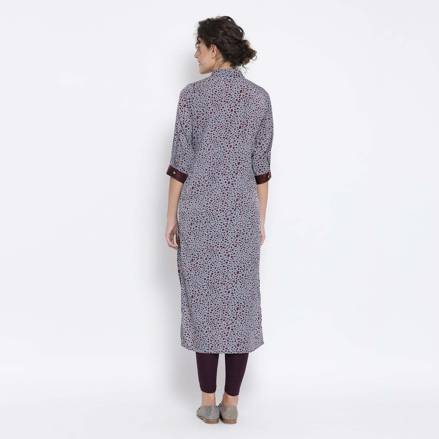 Teal Blue Animal Print Kurta for Women-2