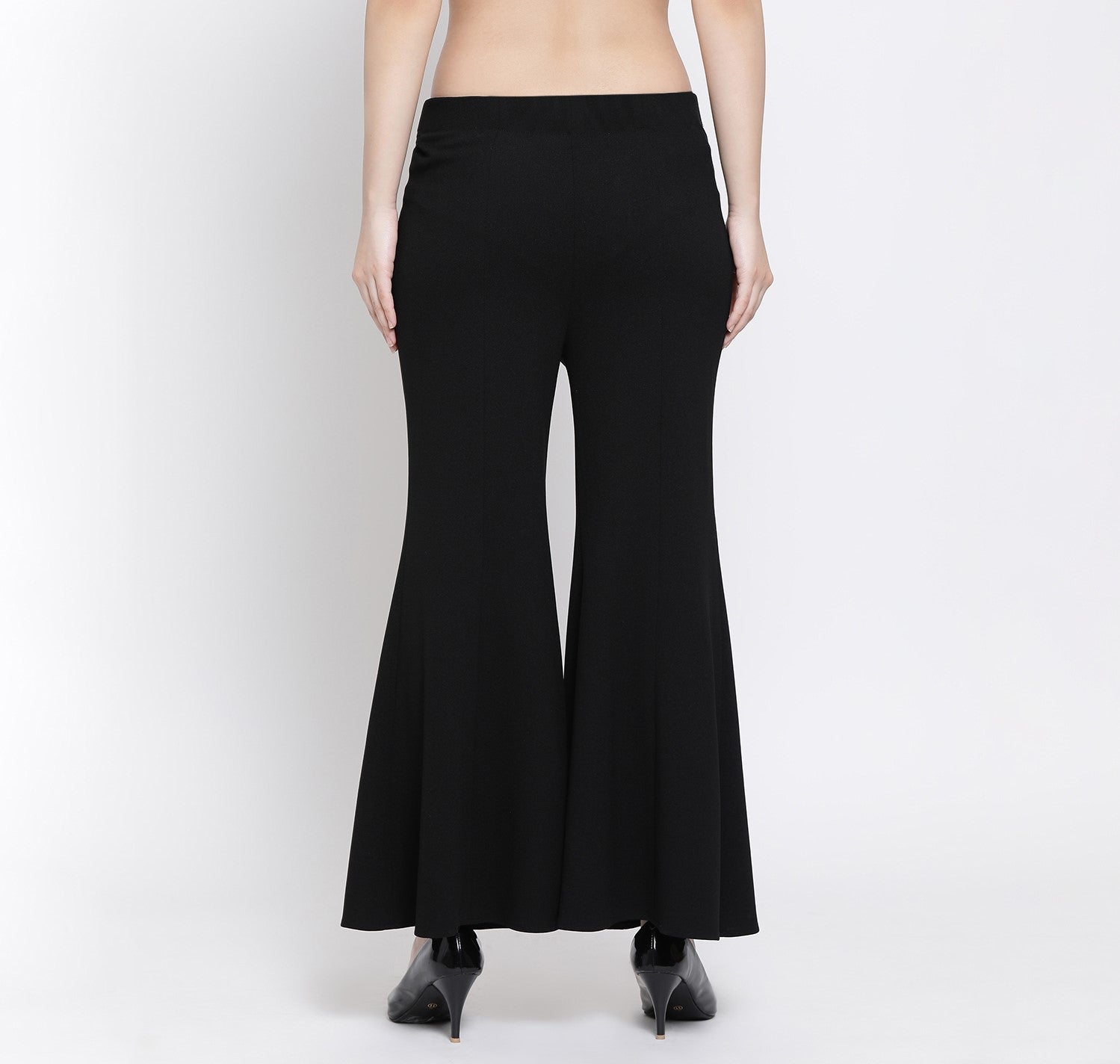 Black Lycra Plazzo with Flare for Women-3