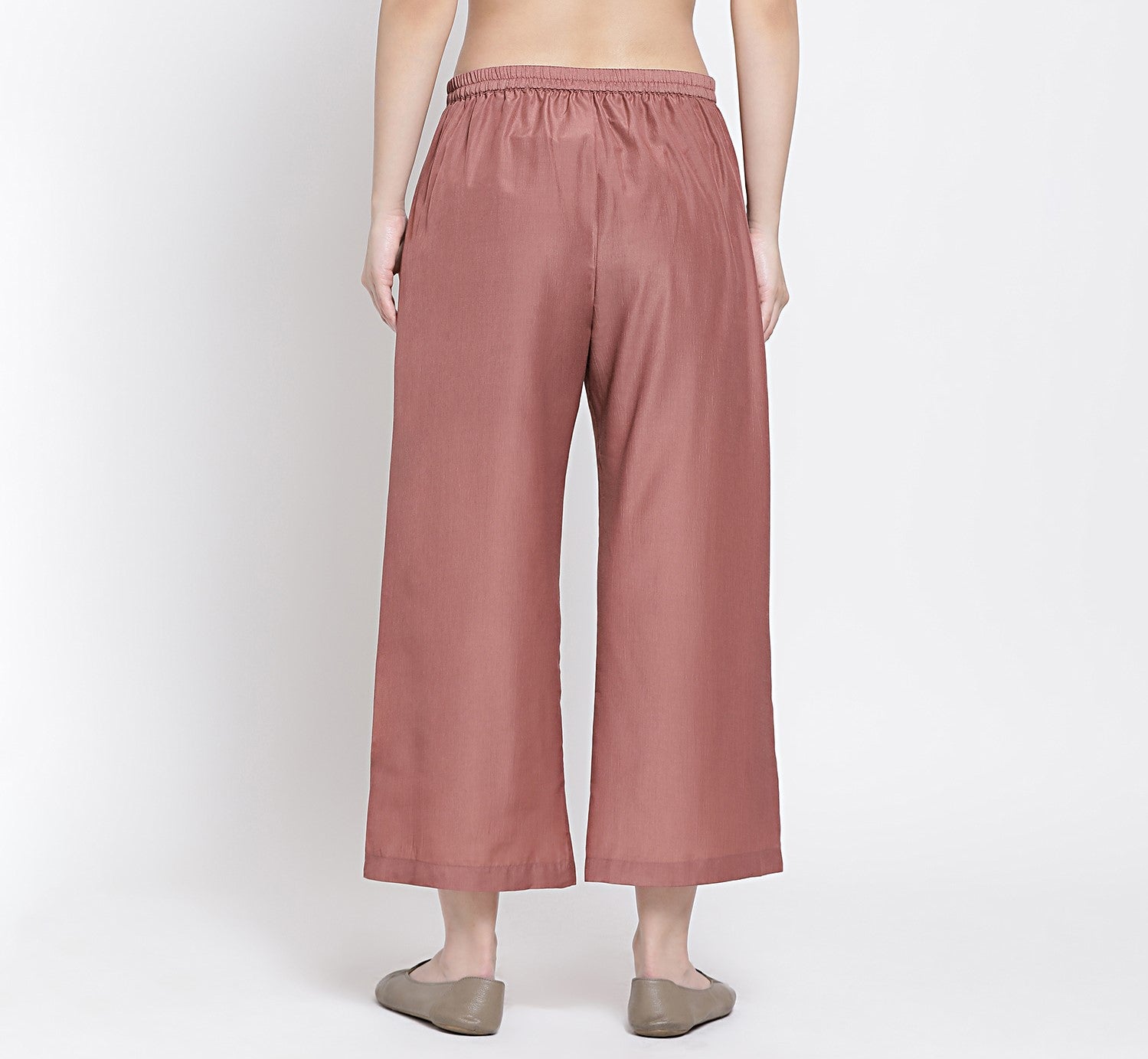 Peach Straight Plazzo for Women-3