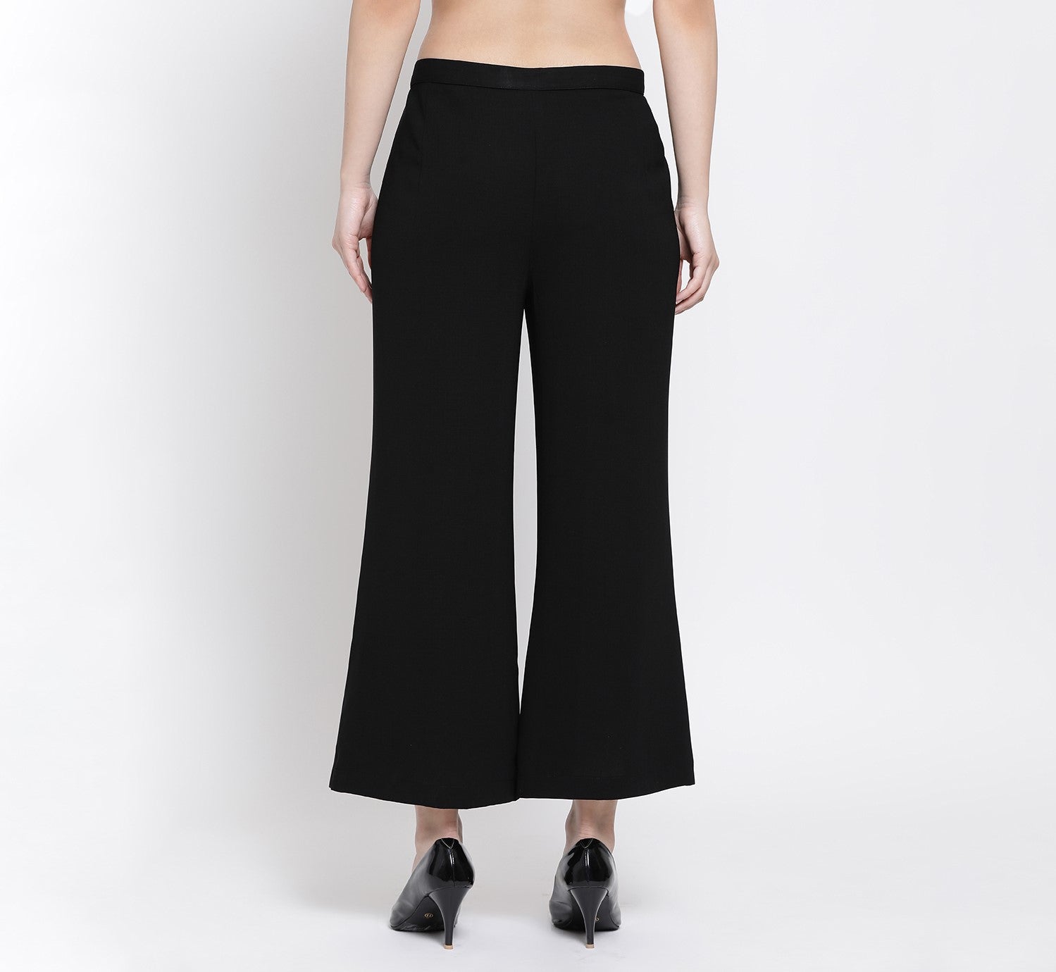 Black Flap Palazzo for Women-3
