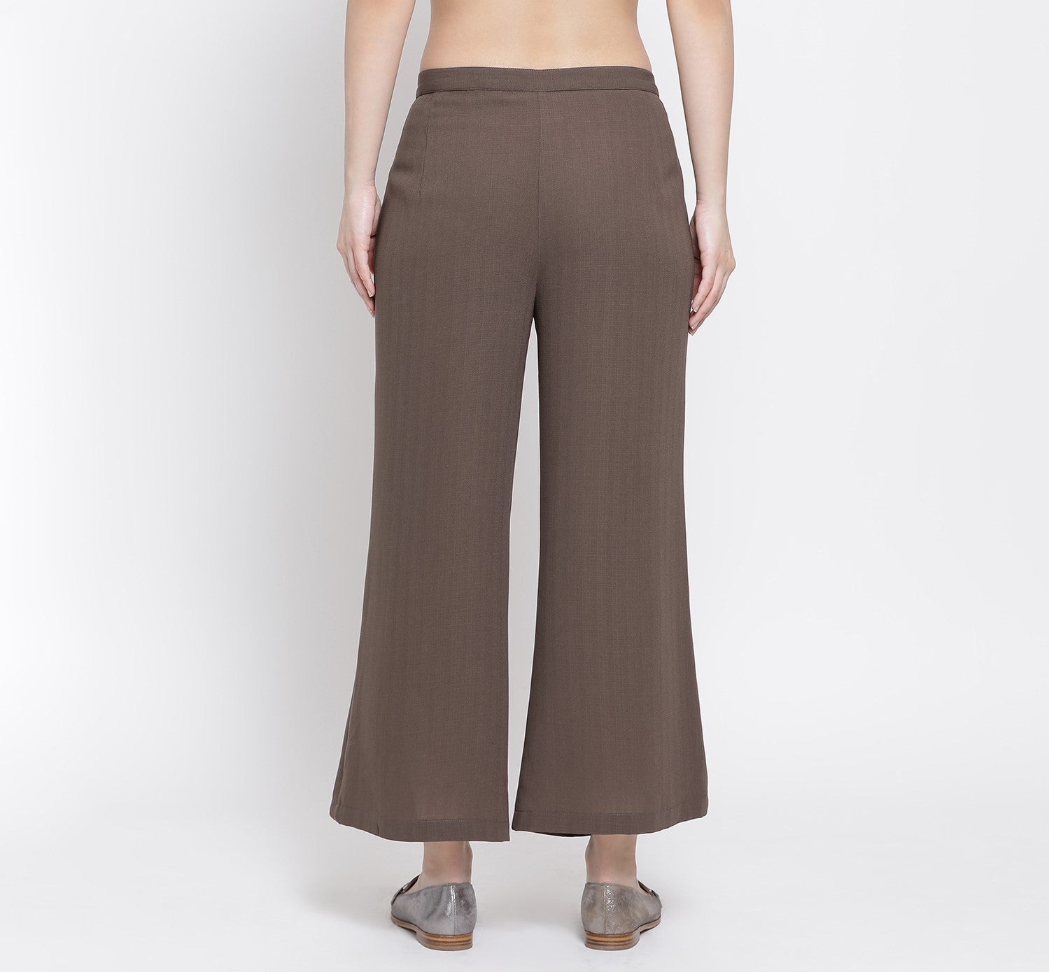 Earth Brown Flap Palazzo for Women-3