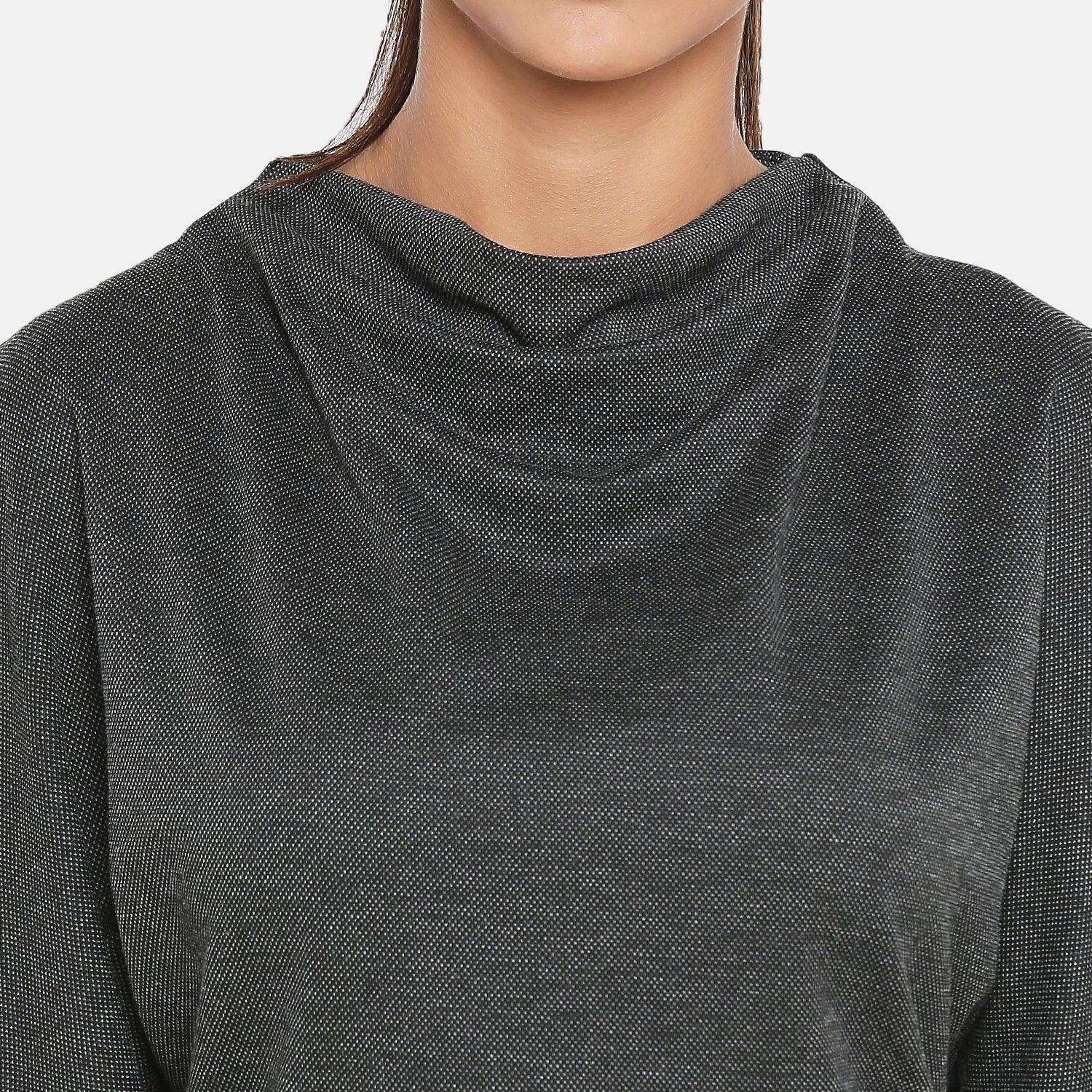 Dark Grey Knit Long Dress for Women -5