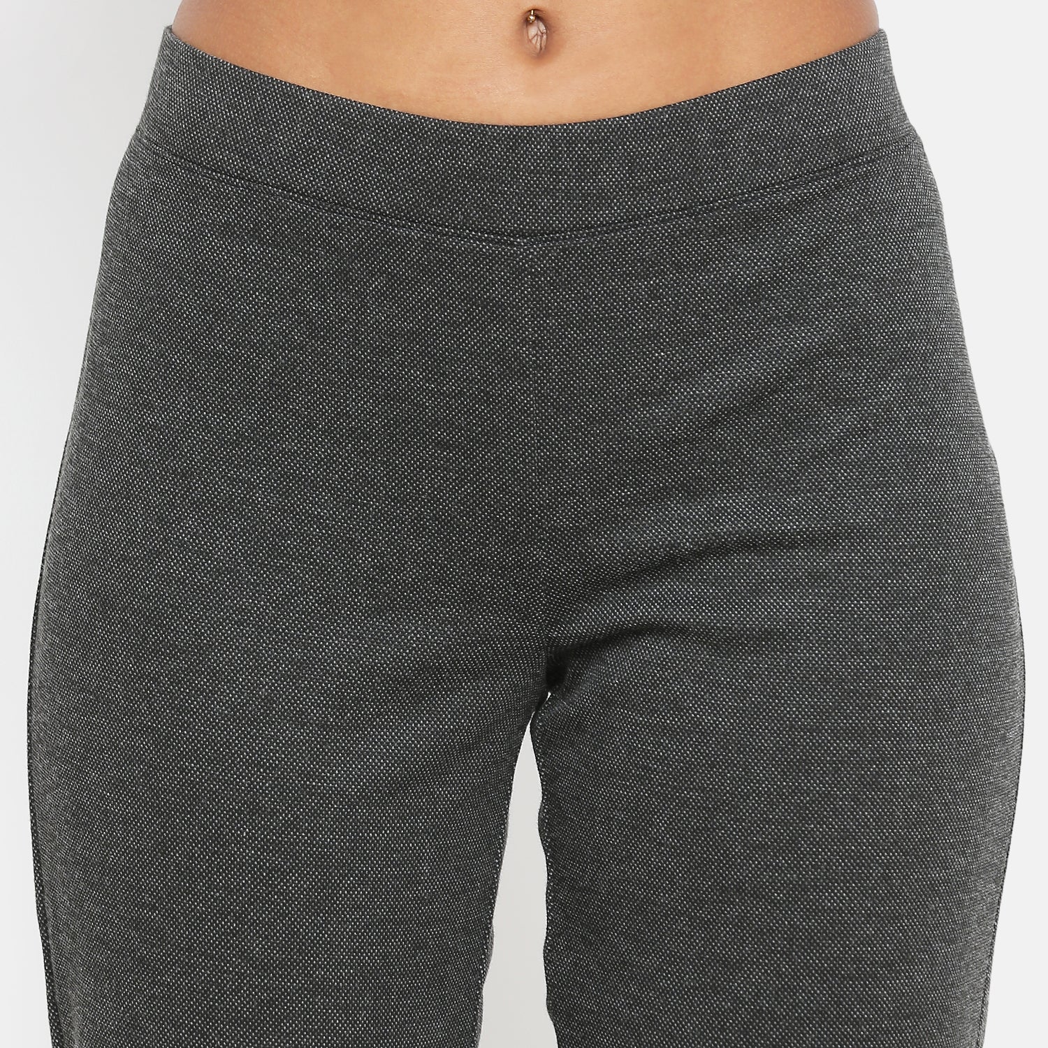 Dark Grey Knit Pant for Women-4